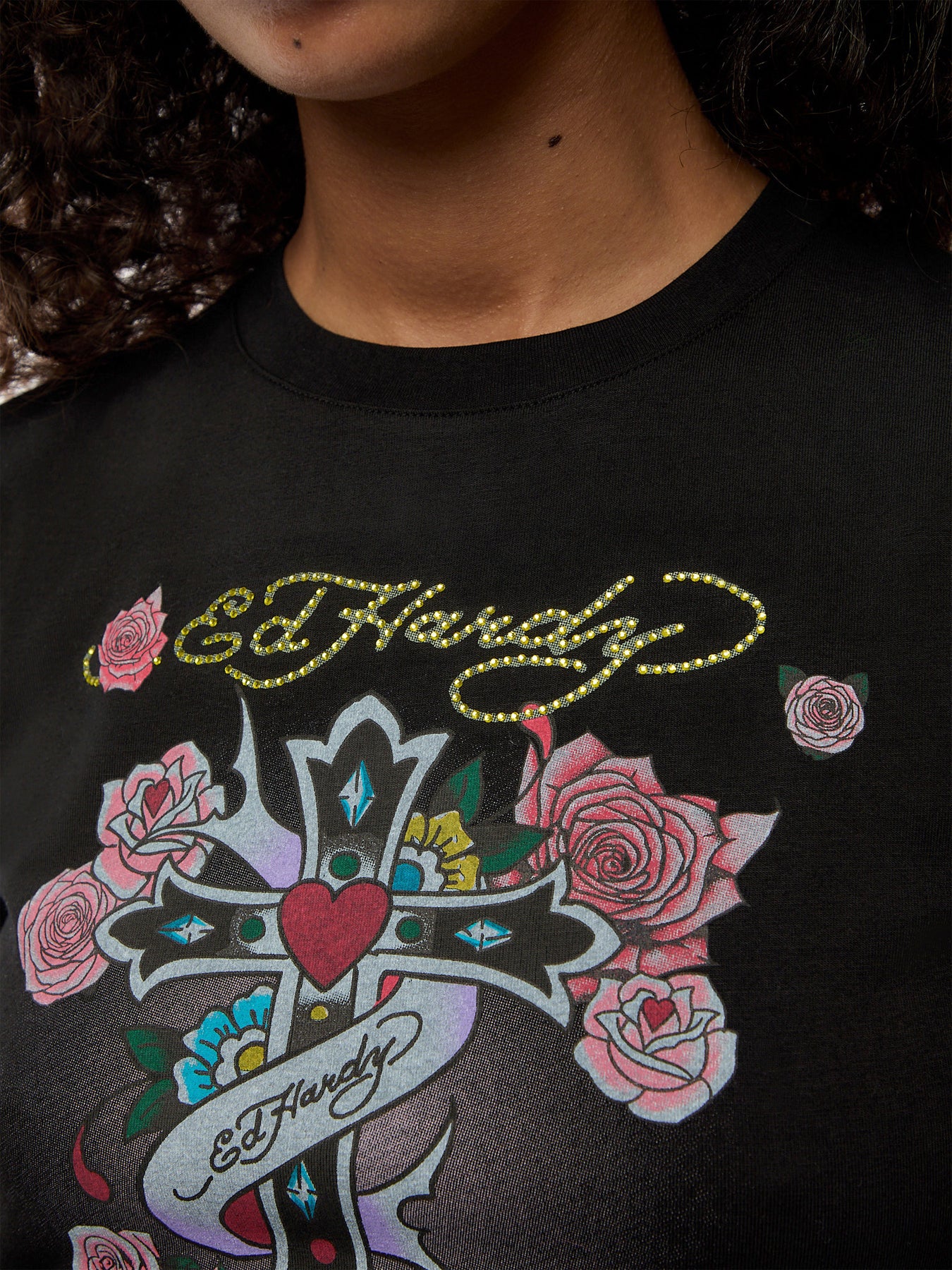 Womens Love Is True Diamante Baby T-Shirt