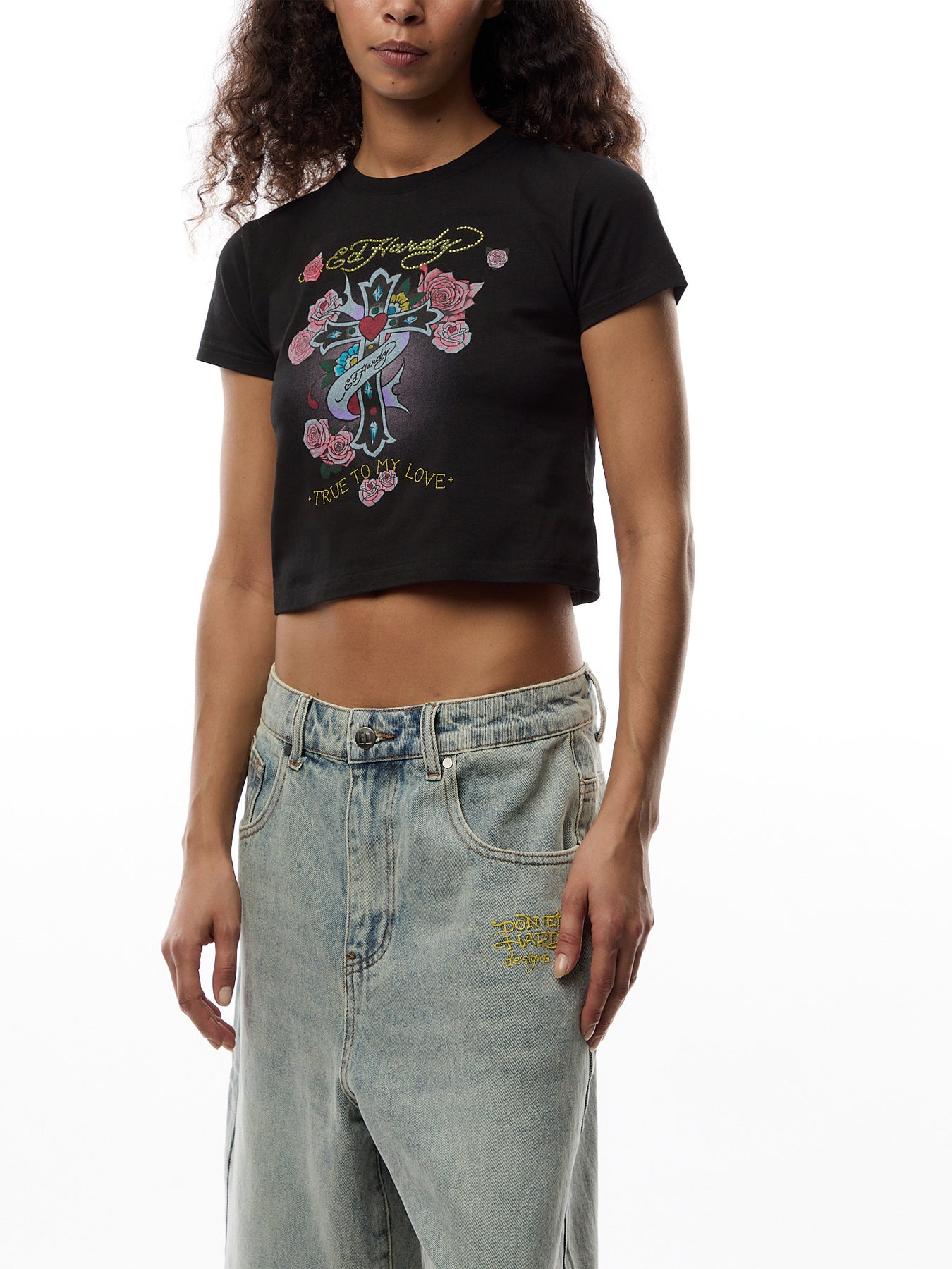 Womens Love Is True Diamante Baby T-Shirt