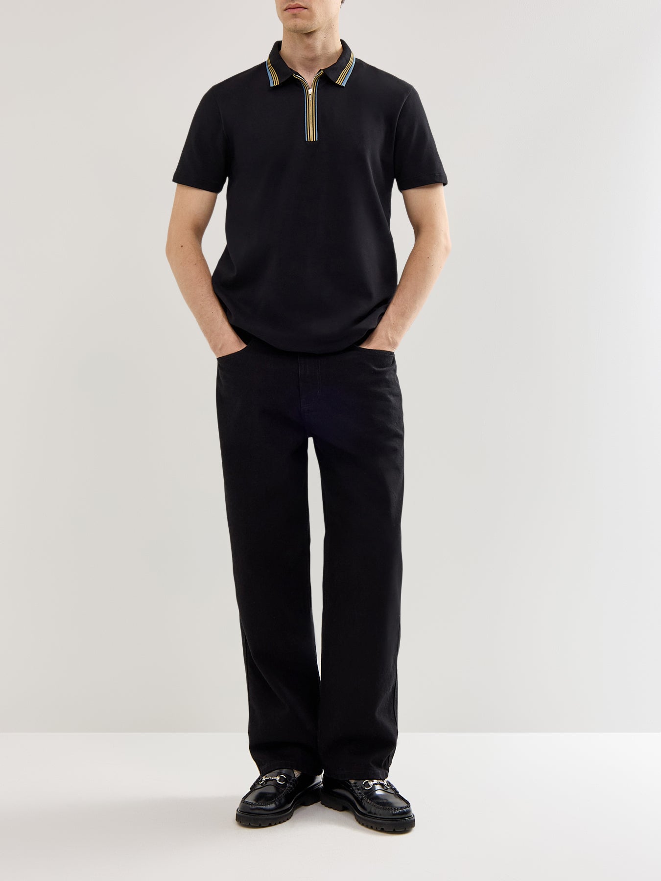 Half Zip Zebra Knited Polo