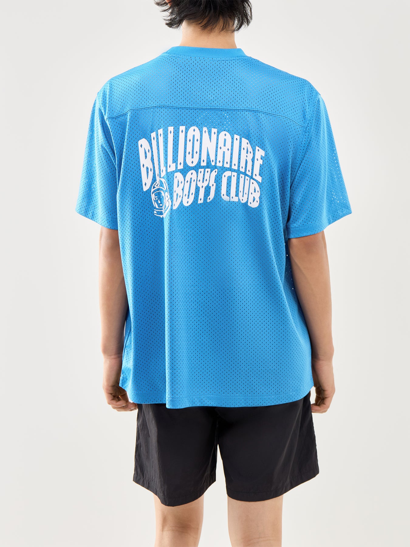 Aqua Blue Cotton Small Arch Logo Woven Jersey