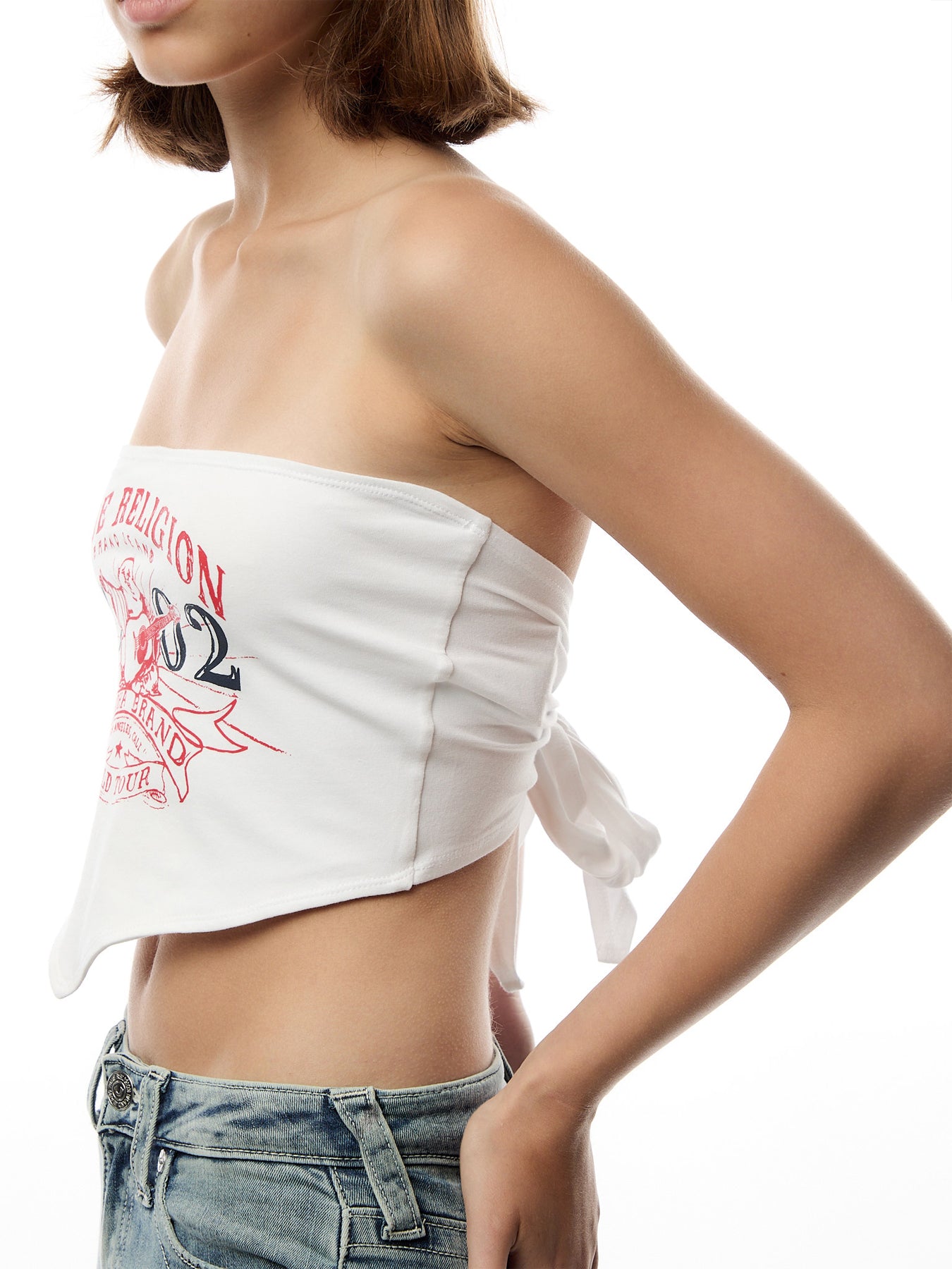 Printed Buddha Strapless Scarf Top