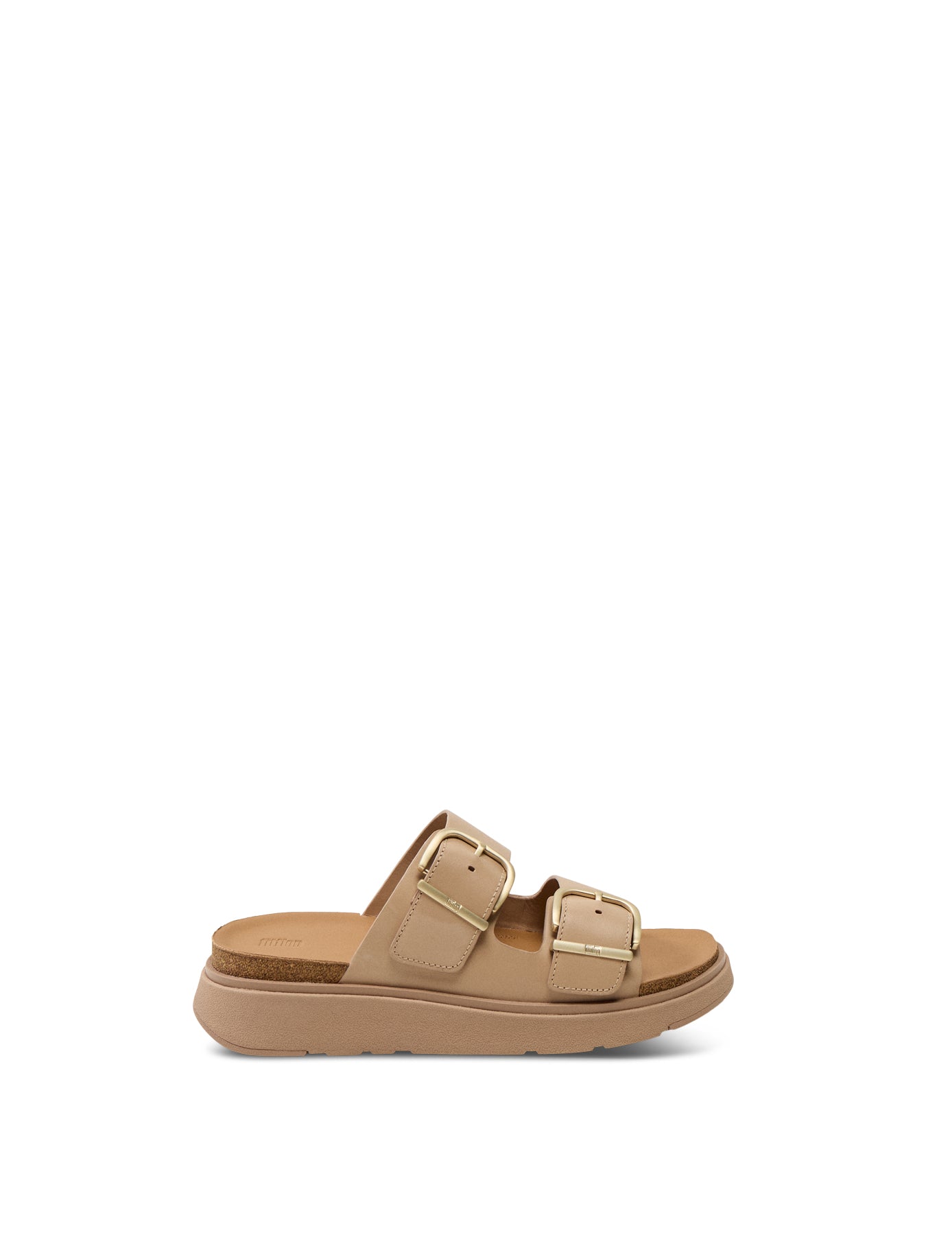 Gen-Ff Buckle Two-Bar Leather Slides Classic Beige