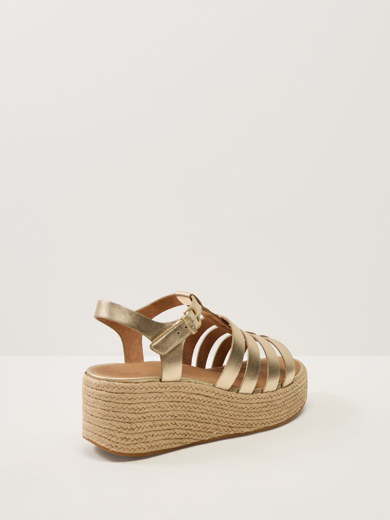 Platfforms Espadr. Leather Fisherman Wedge Sandals Platino