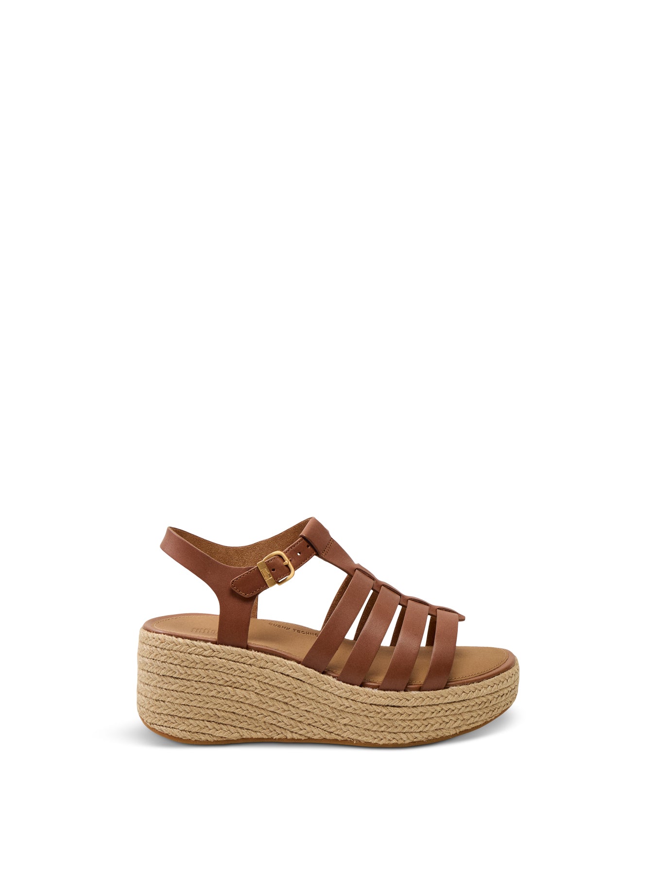 Platfforms Espadr. Leather Fisherman Wedge Sandals Deep Tan