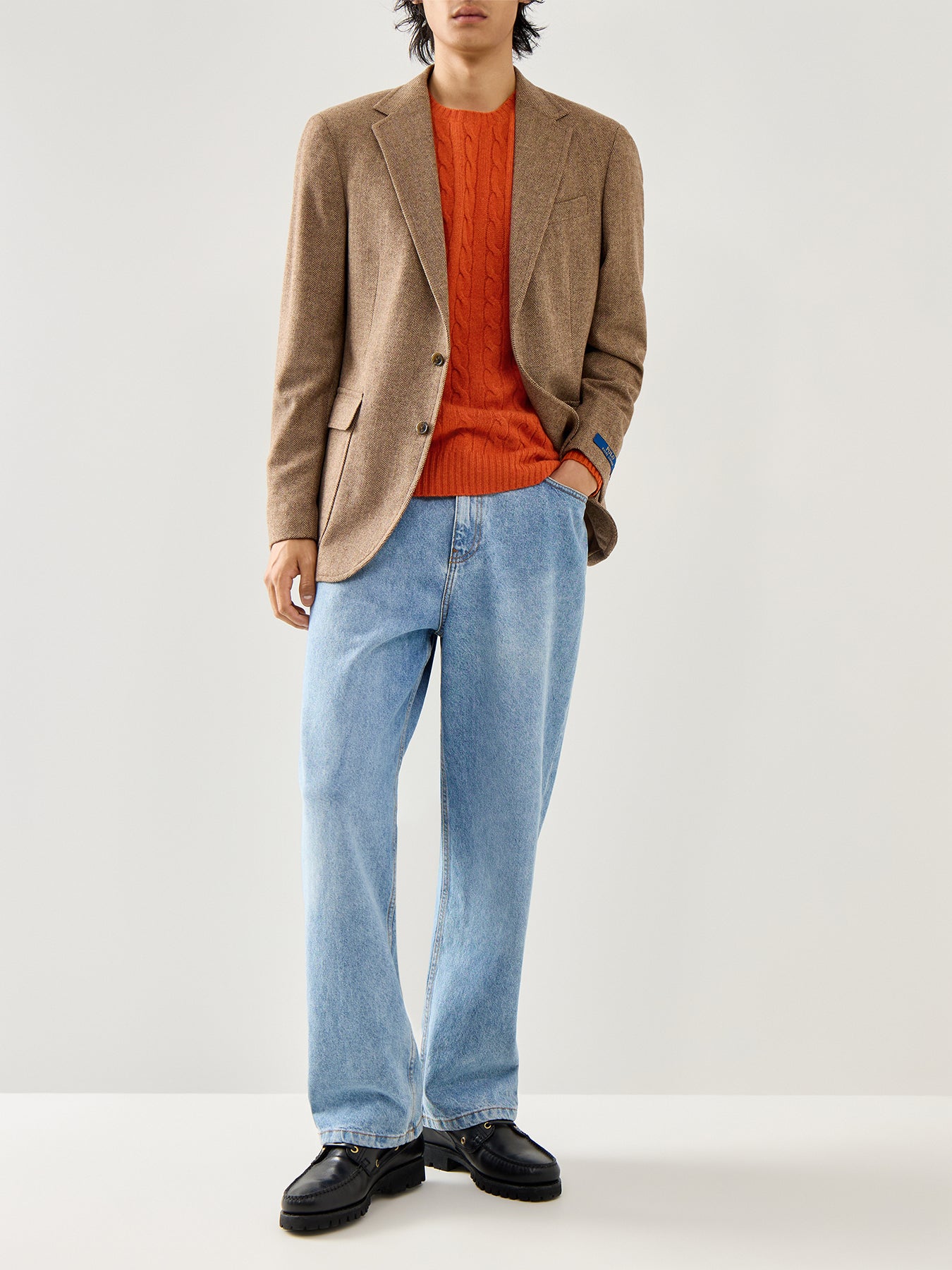 Wool Cashmere Blend Cable Knitwear Dark Jaffa Orange