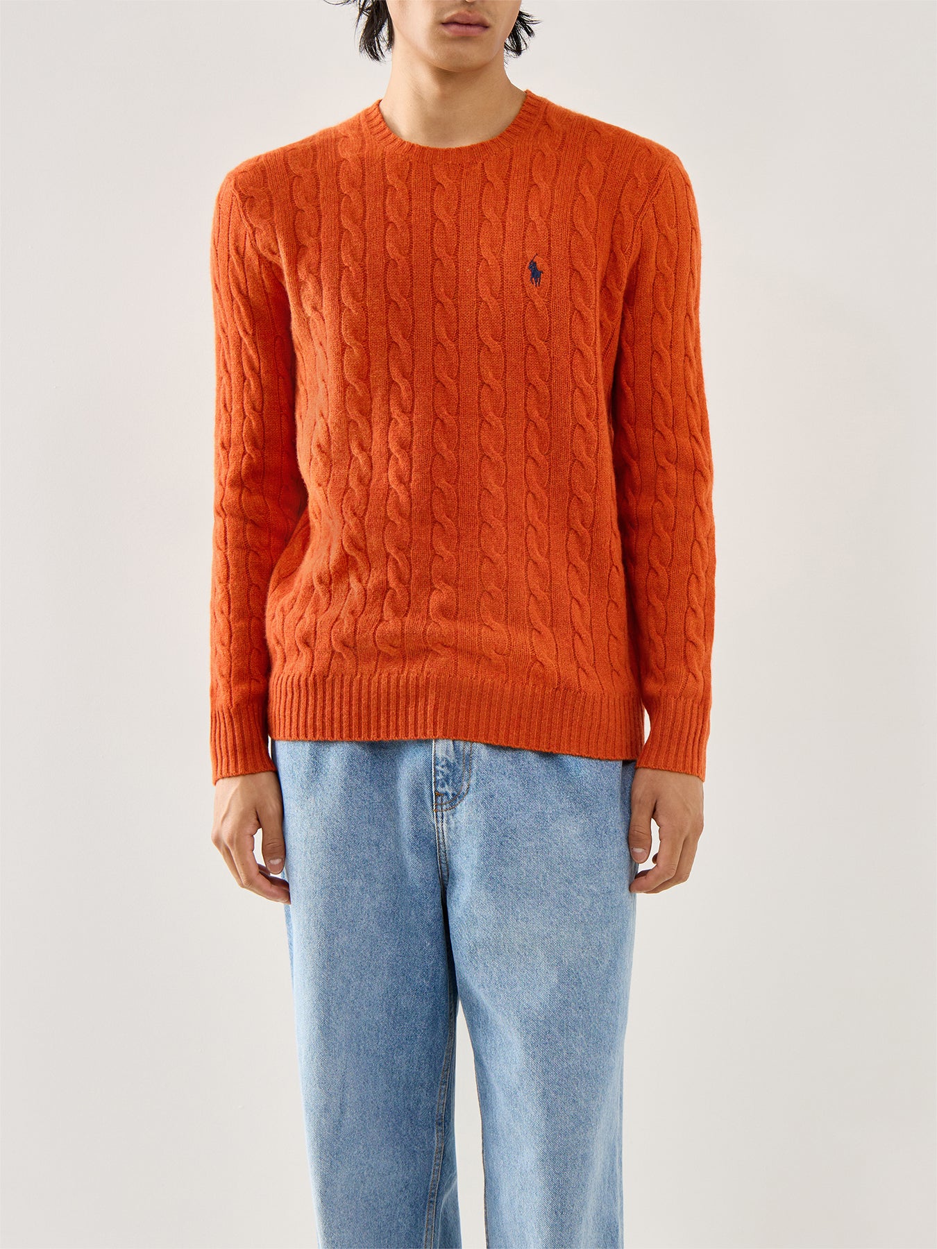 Wool Cashmere Blend Cable Knitwear Dark Jaffa Orange