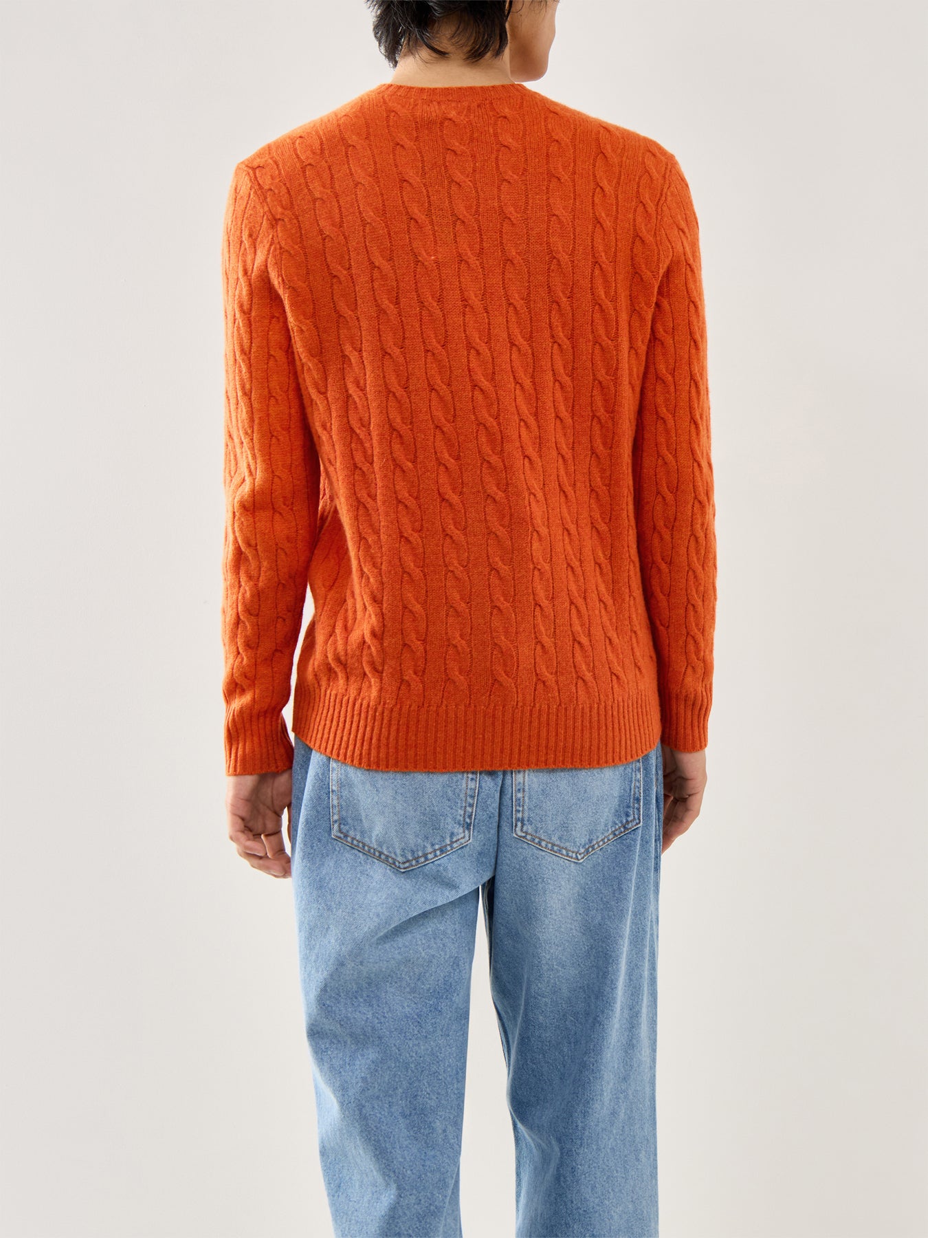 Wool Cashmere Blend Cable Knitwear Dark Jaffa Orange