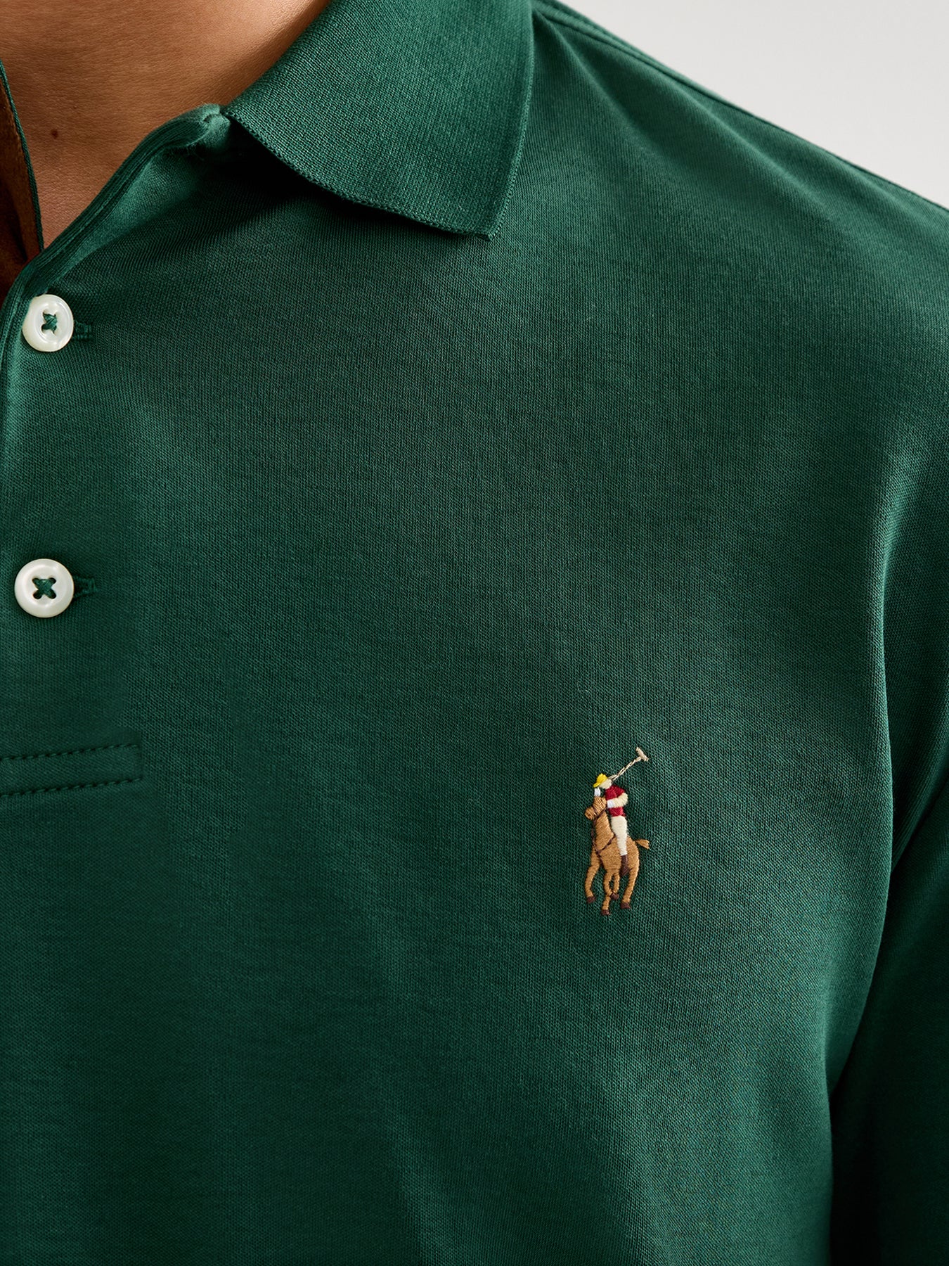 Pima Cotton Long Sleeves Cotton Polo Top