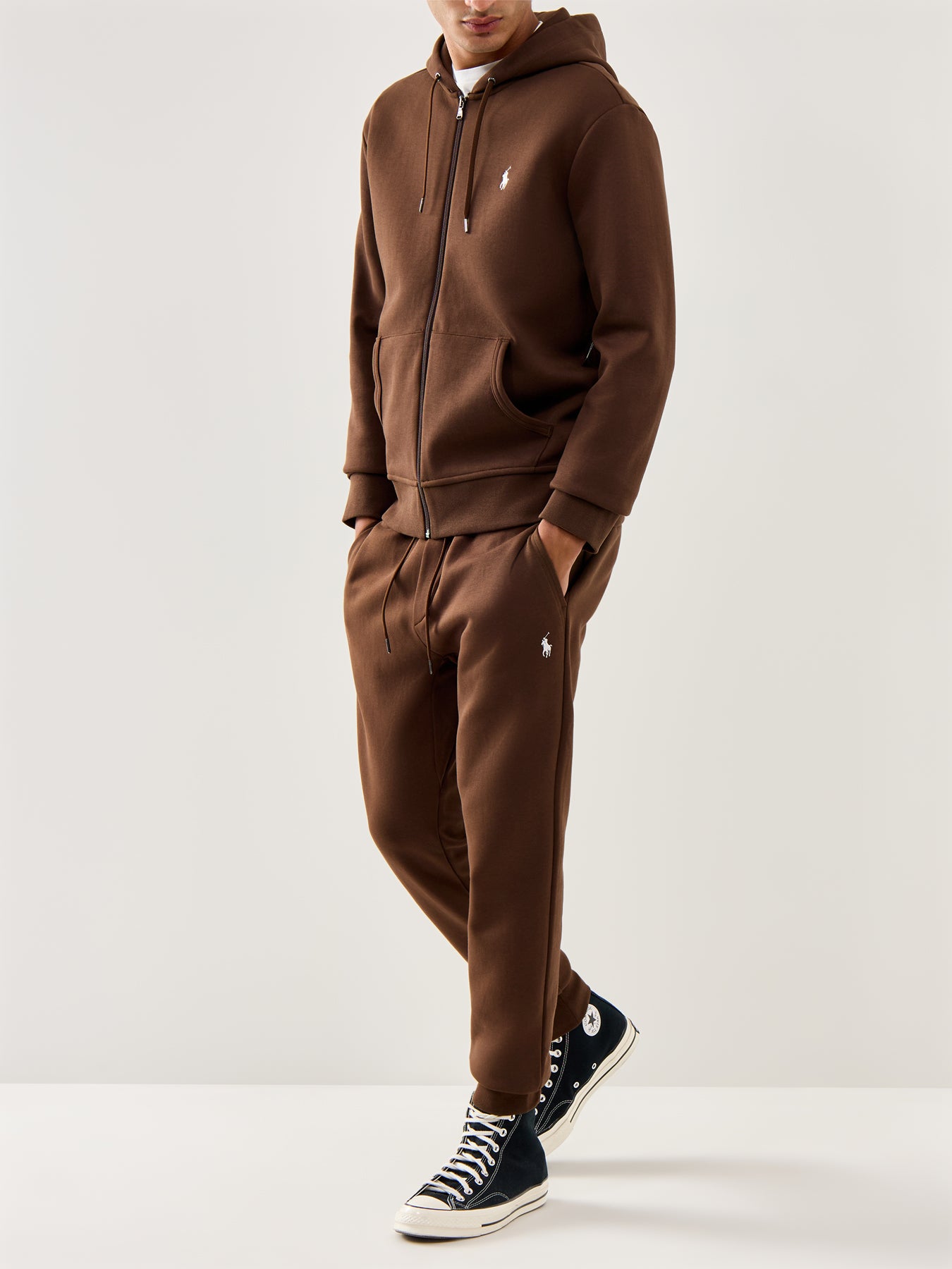 Double Knit Cotton Hoodie Brown