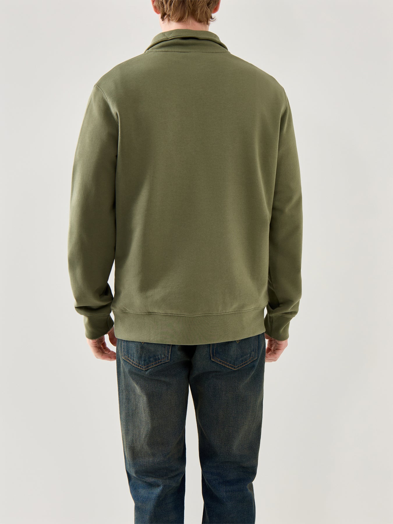 Original Long Sleeves Cotton 1/4 Zip Shirt Green