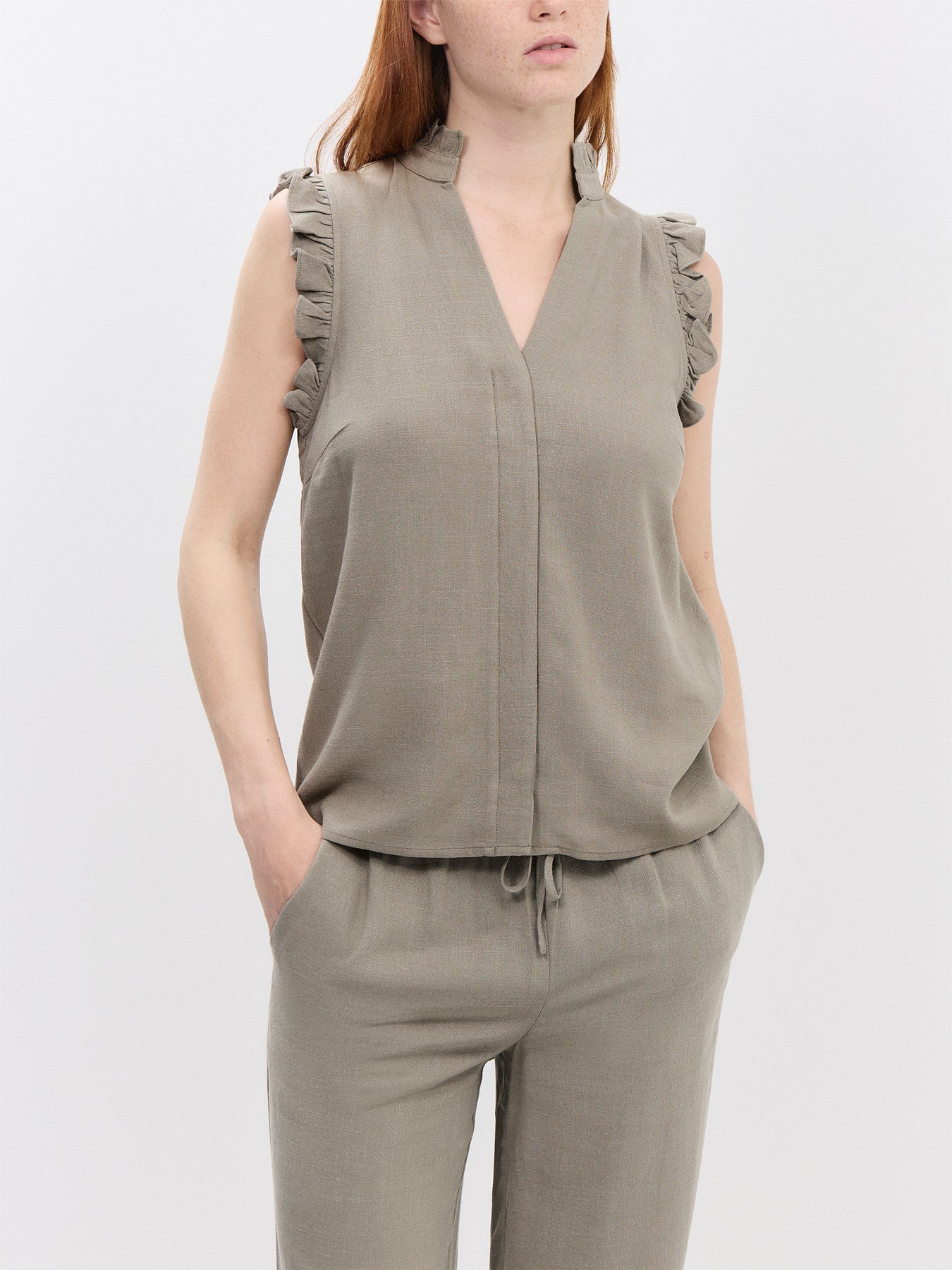 Sun Ruffle Vetiver Top
