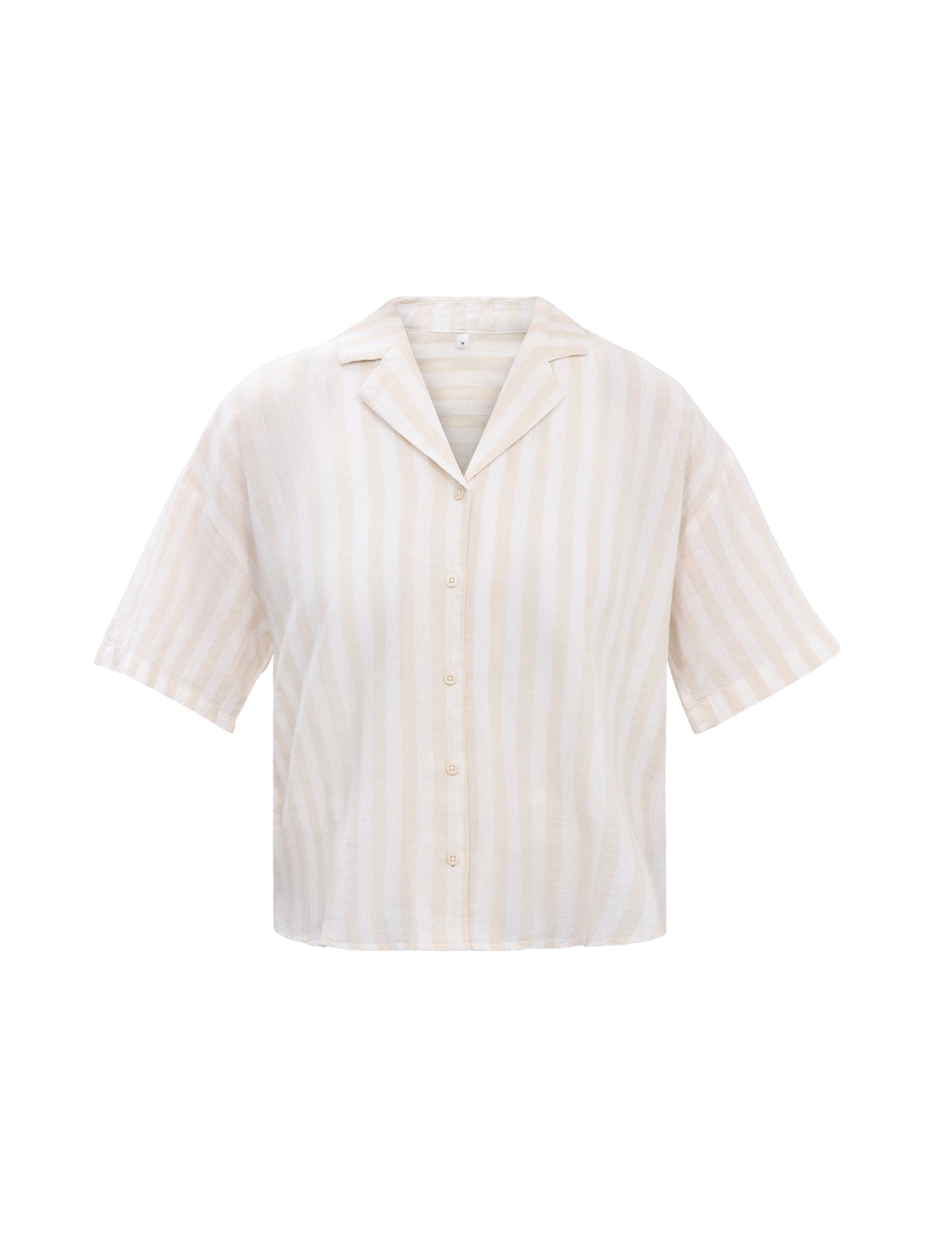 Linen Blend Striped Shirt Sandshell