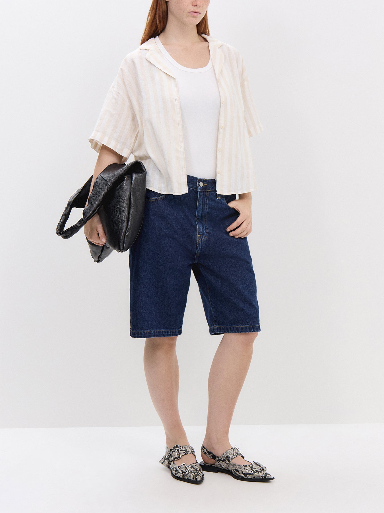 Linen Blend Striped Shirt Sandshell