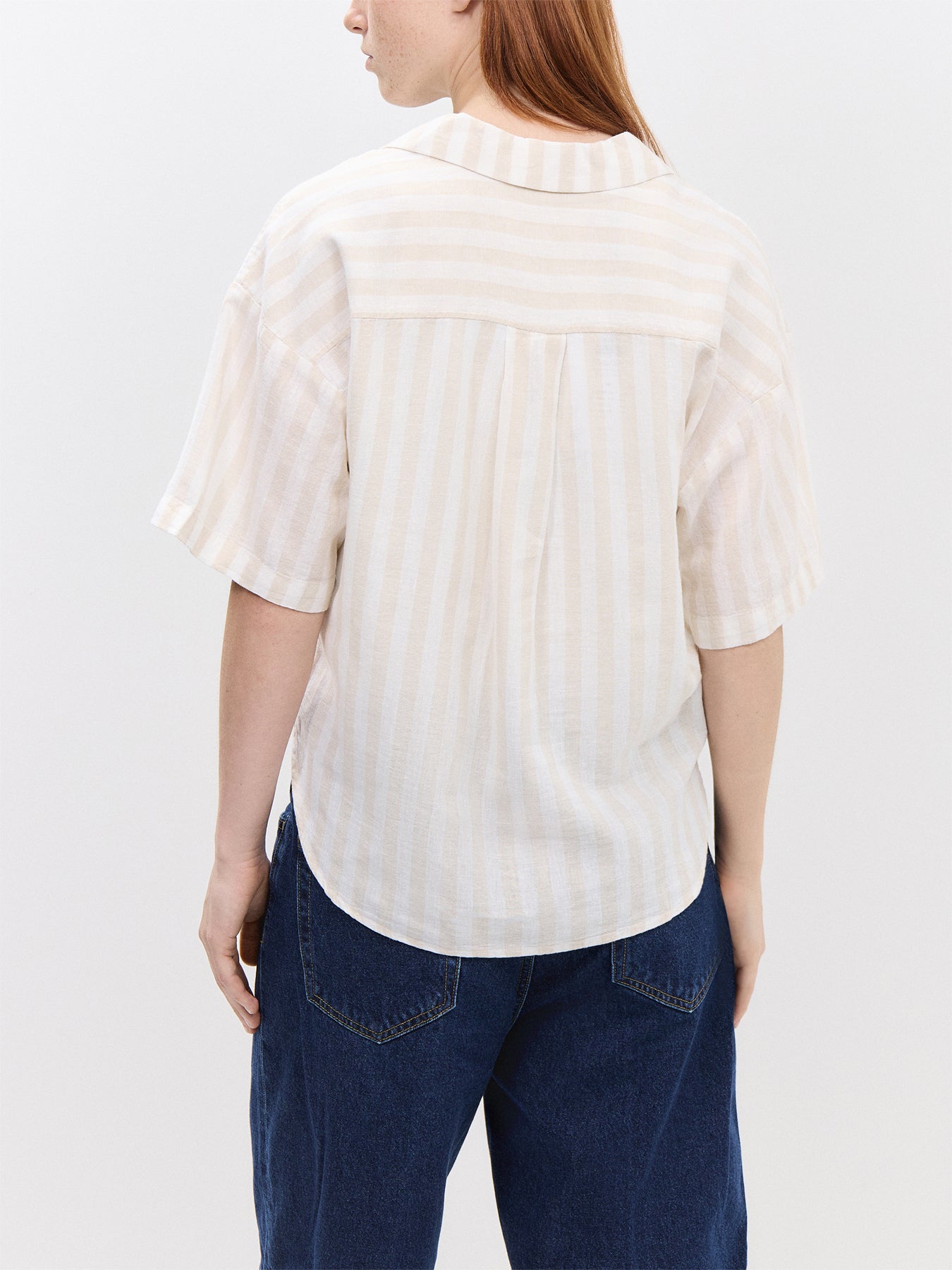 Linen Blend Striped Shirt Sandshell
