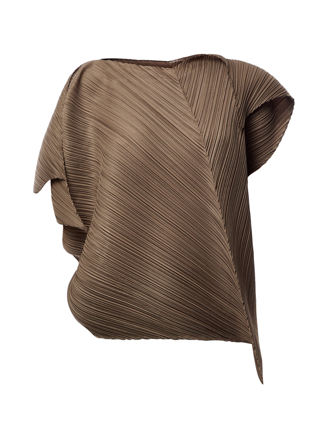 Pleats Sculptural Flare Grayish Brown Top