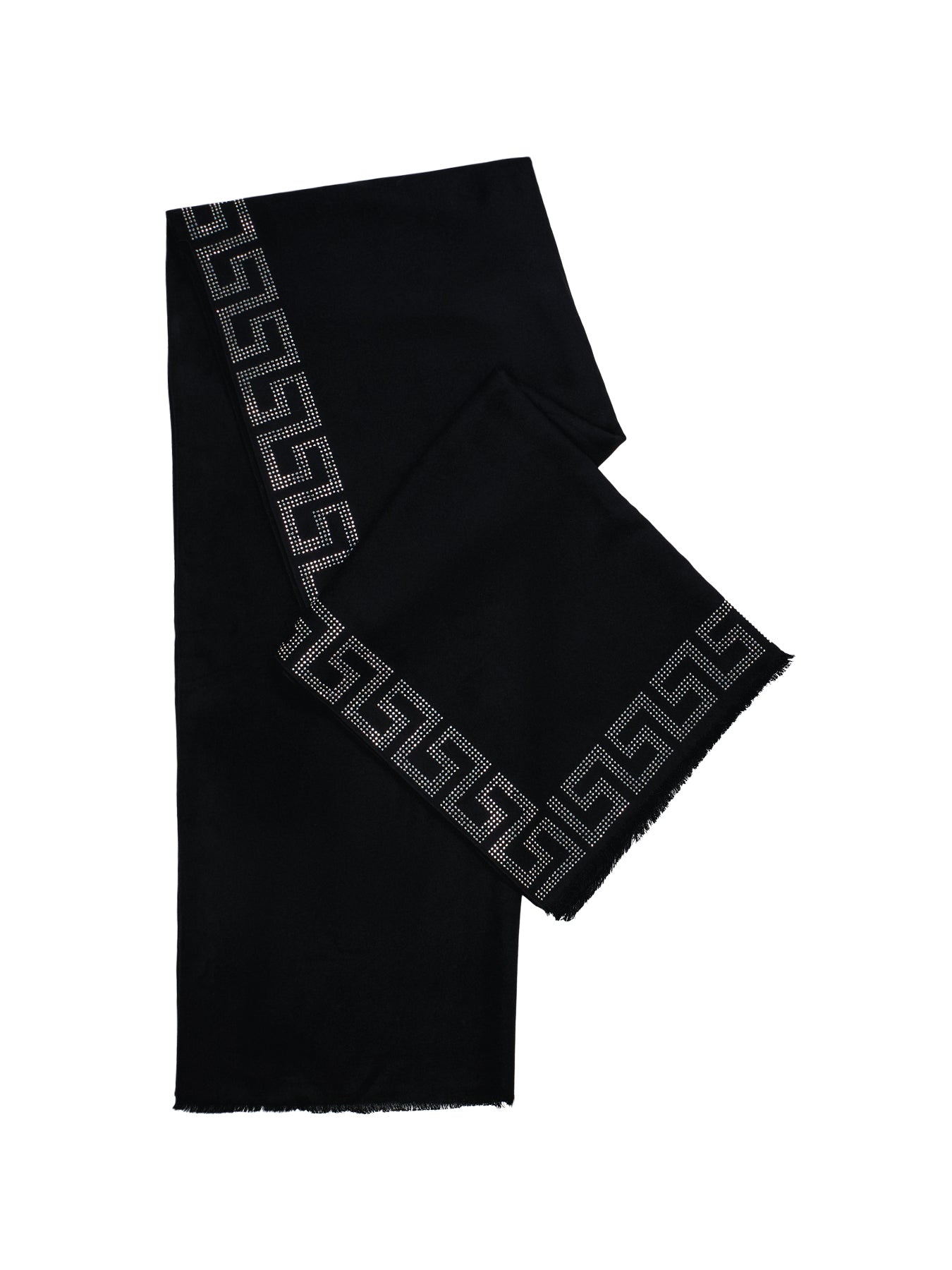 Geometric Border Wrap Scarf Black