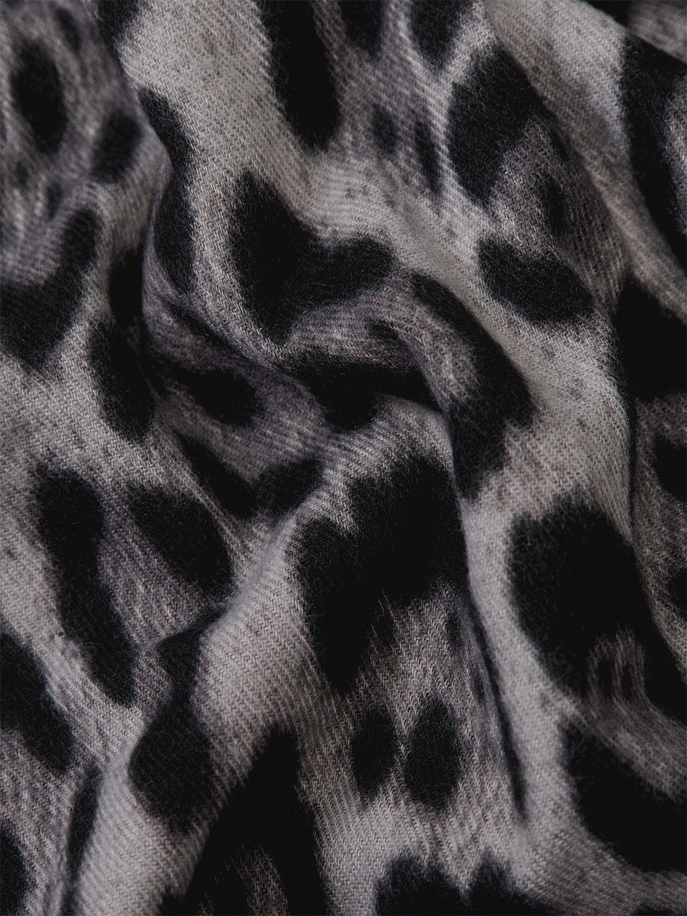 Leopard Scarf With Faux Fur Trim Grey