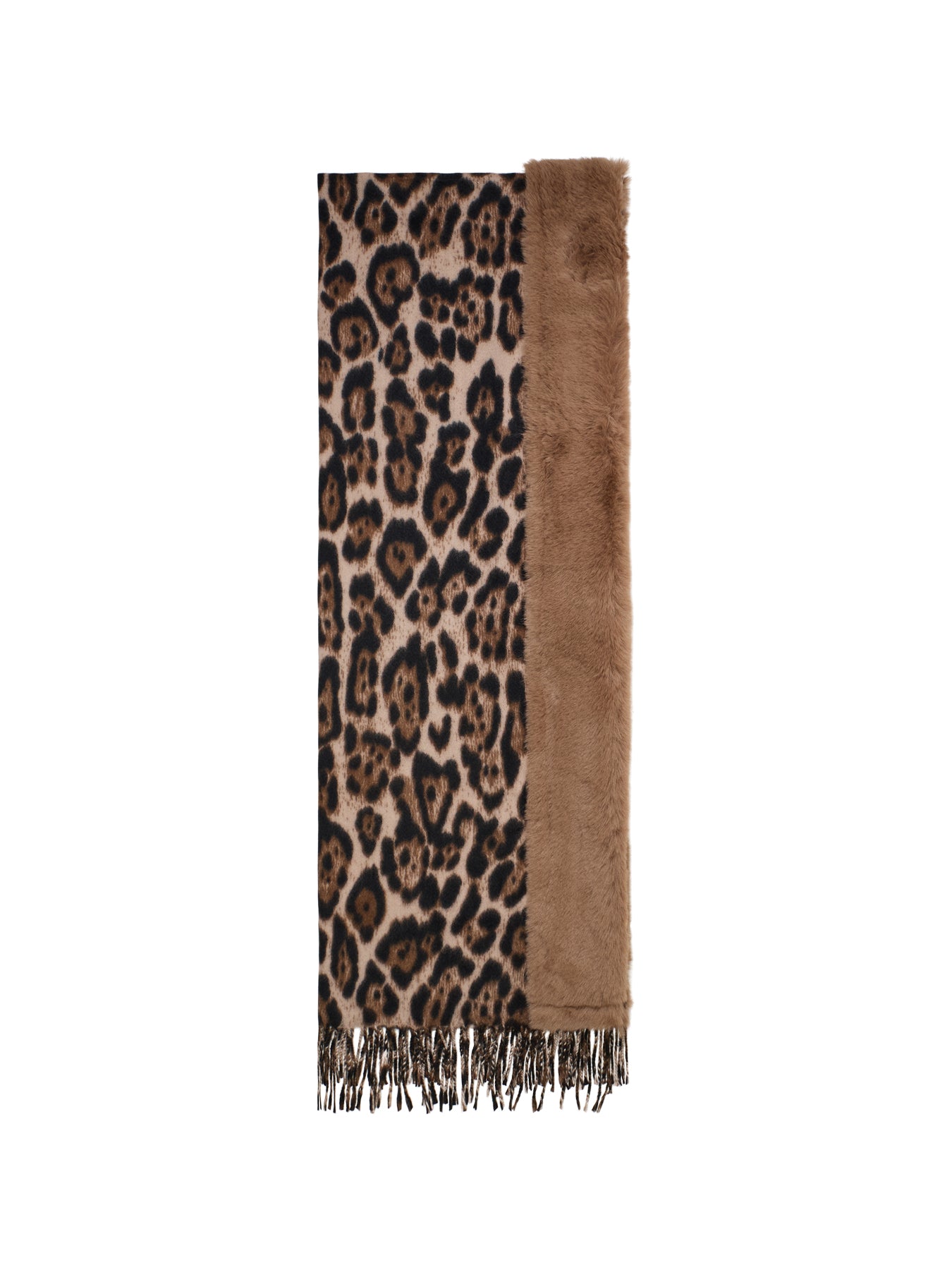 Leo Scarf With Faux Fur Trim Taupe
