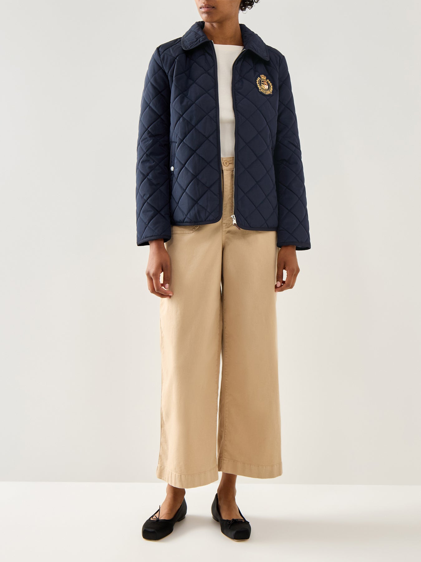 Crest Patch Diamond Quilted Jacket