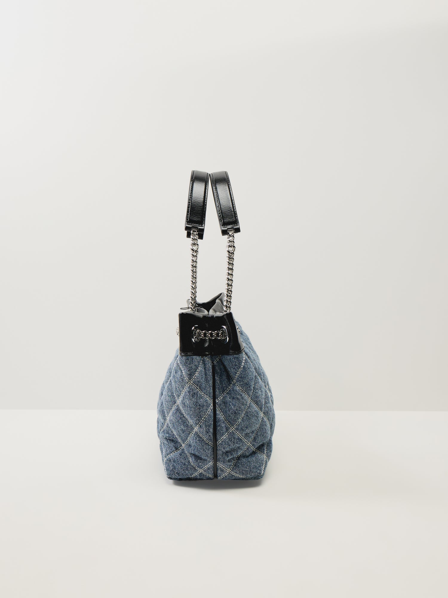 The Quilted Denim Chain Sack Bag Blue