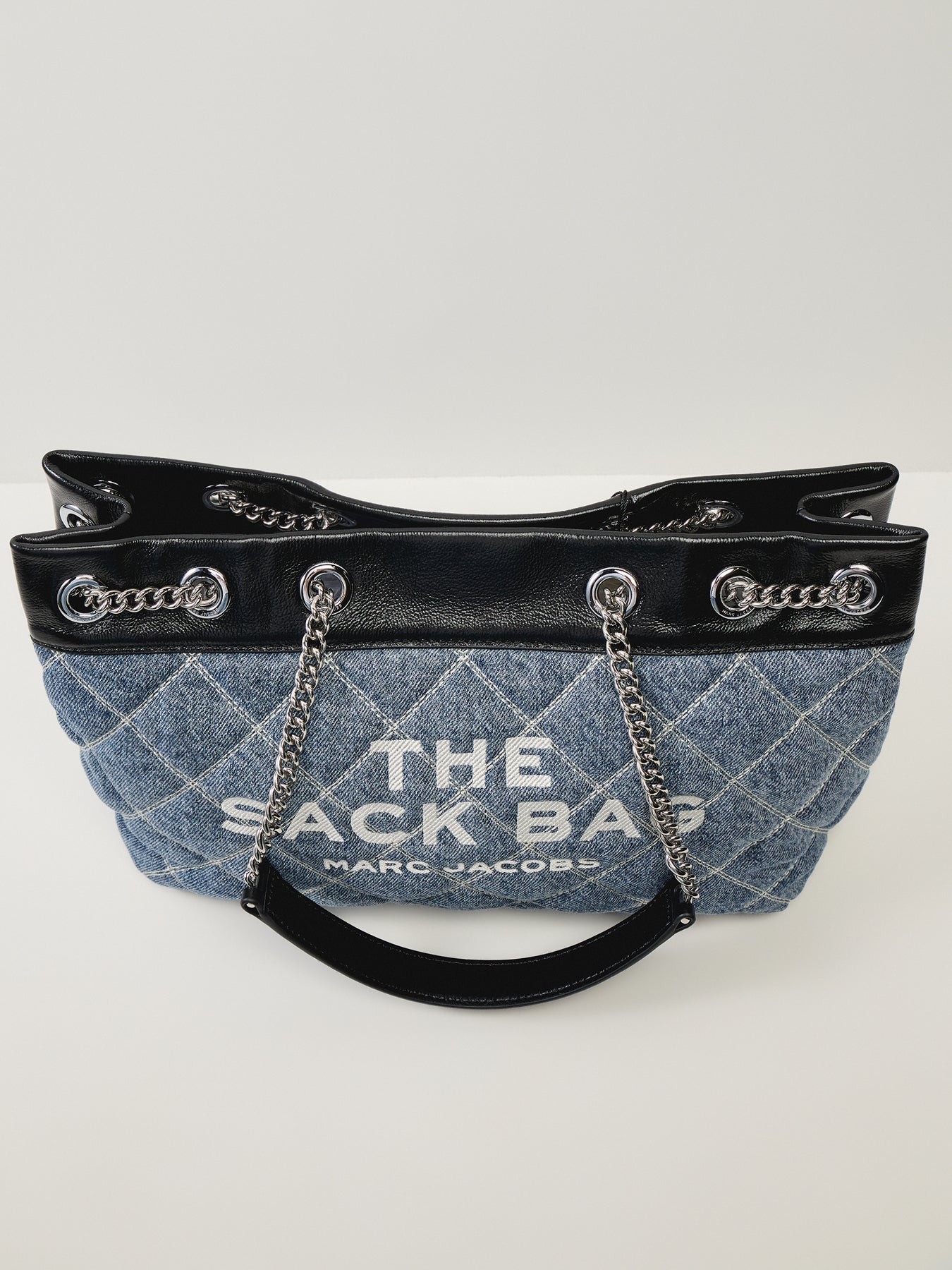 The Quilted Denim Chain Sack Bag Blue