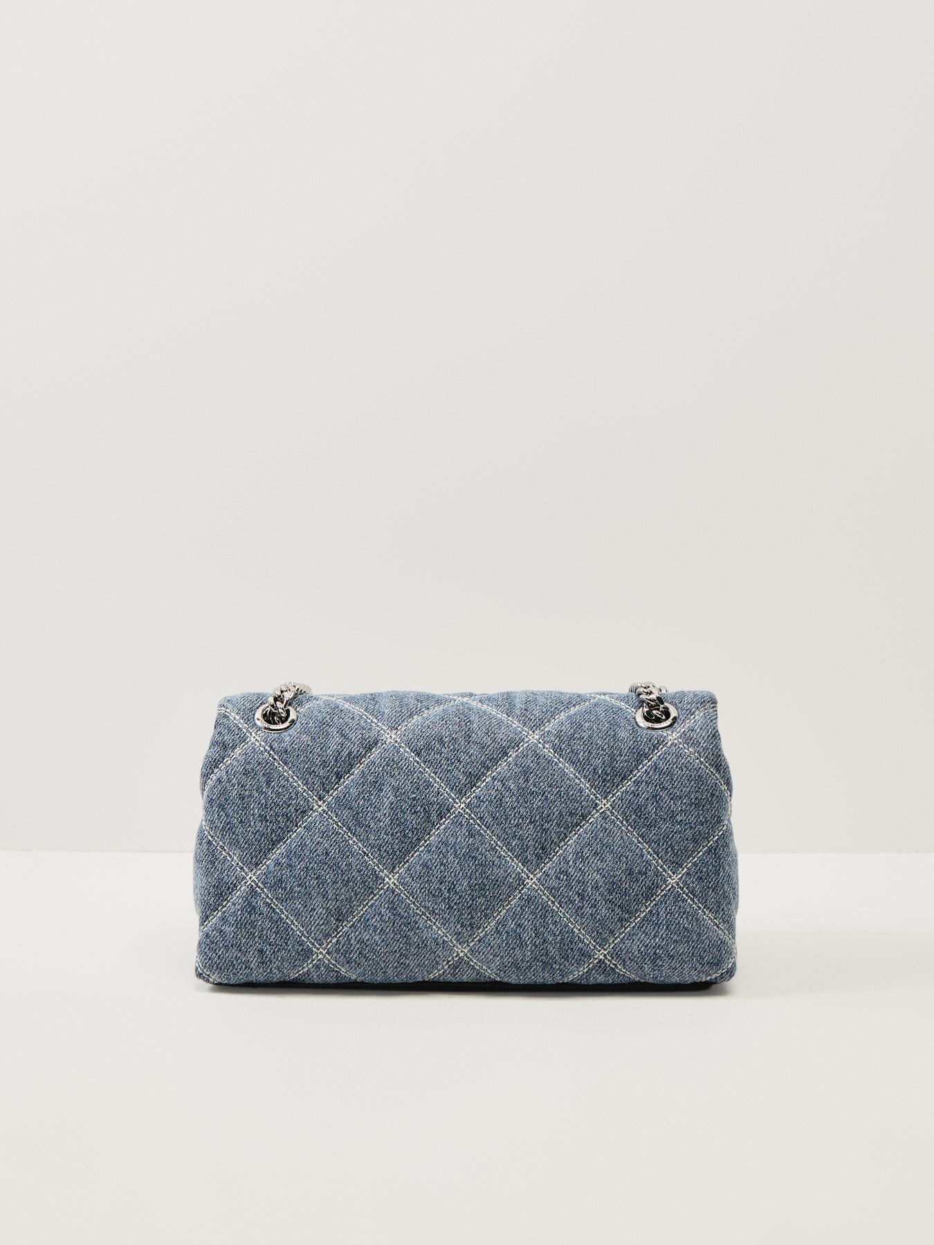 The Quilted Denim Dual Chain Wallet Blue