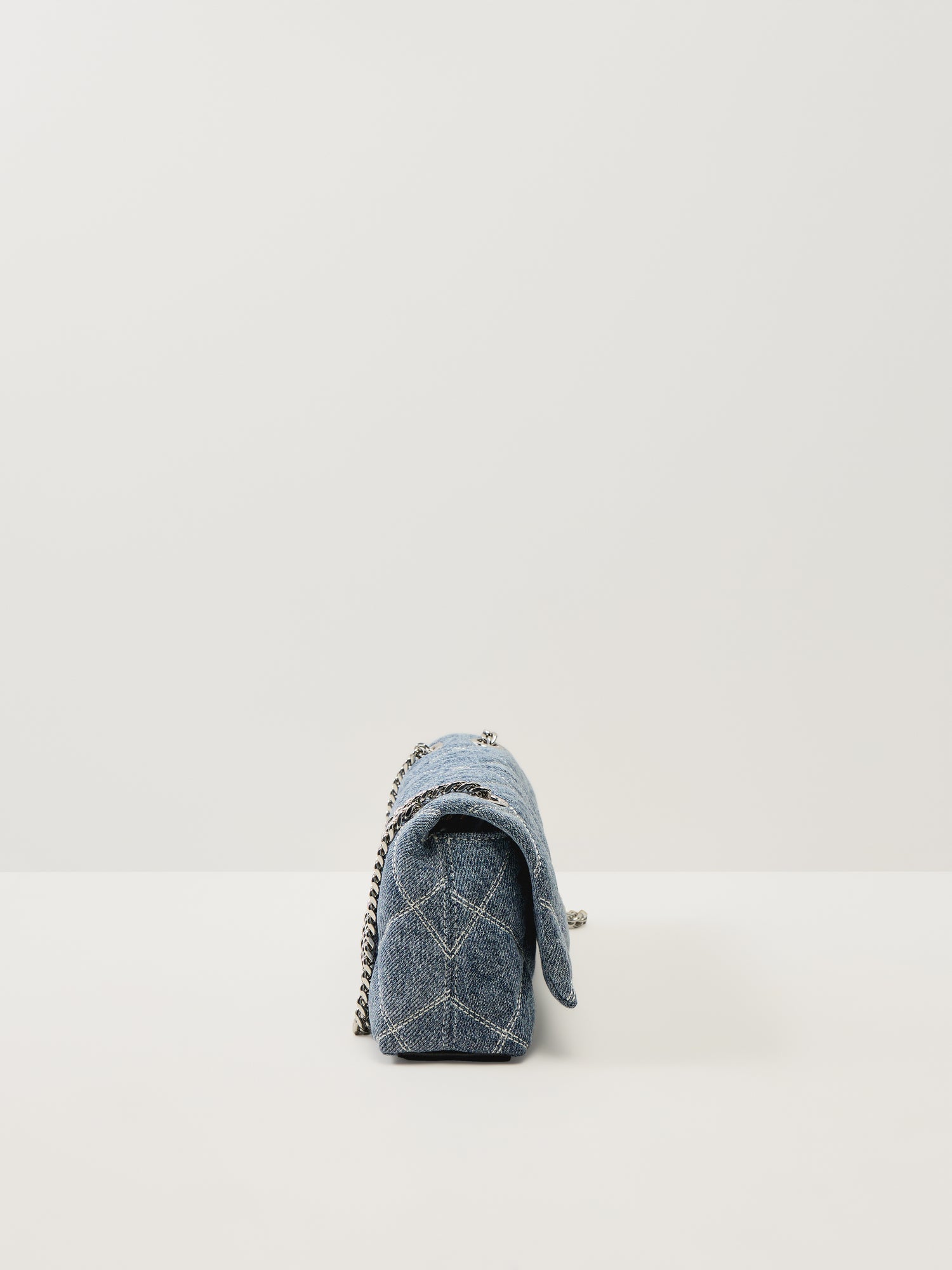 The Quilted Denim Dual Chain Wallet Blue