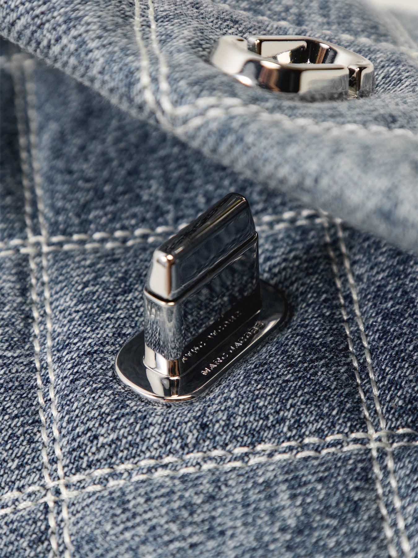The Quilted Denim Dual Chain Wallet Blue