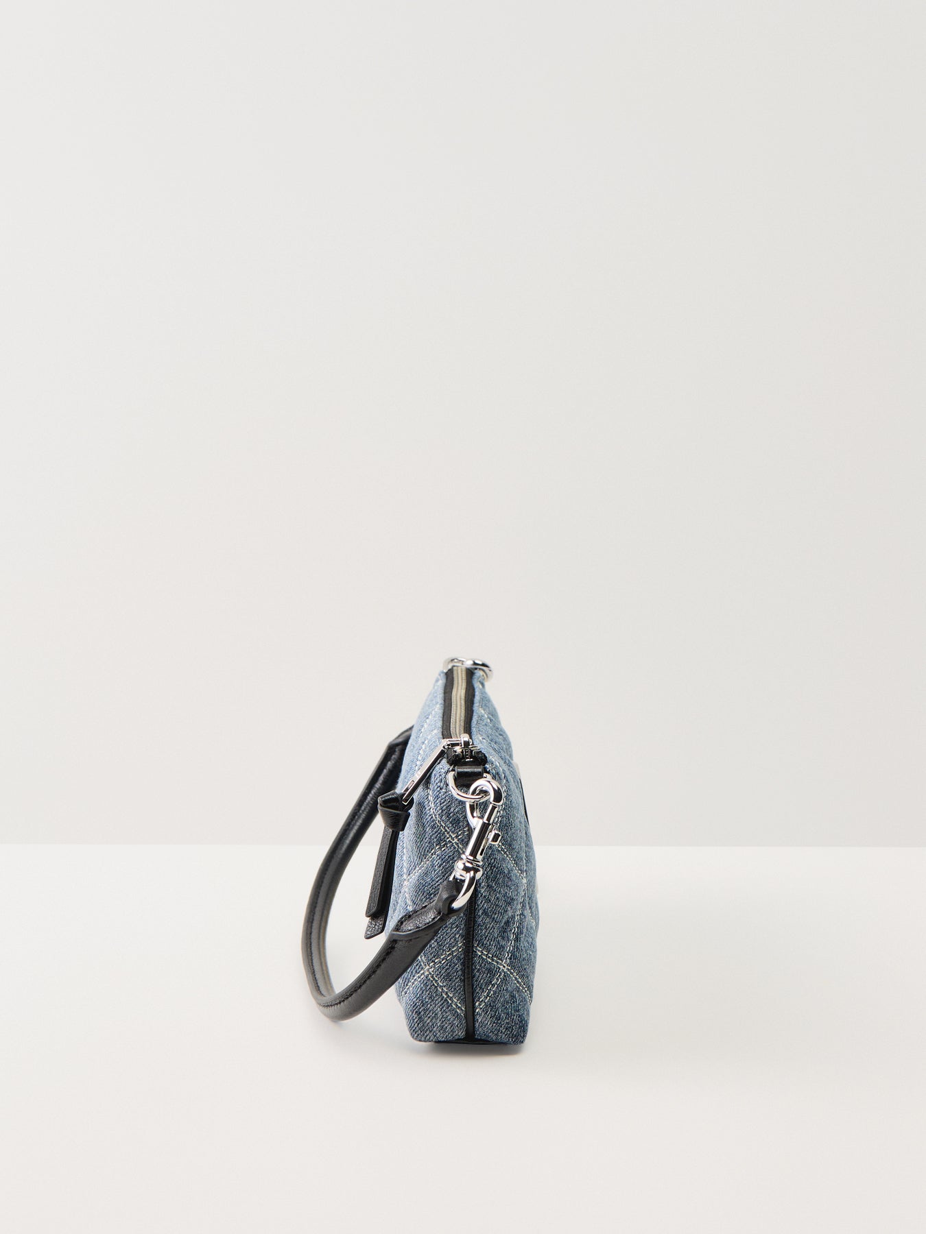The Quilted Denim Pochette Light Wash Indigo