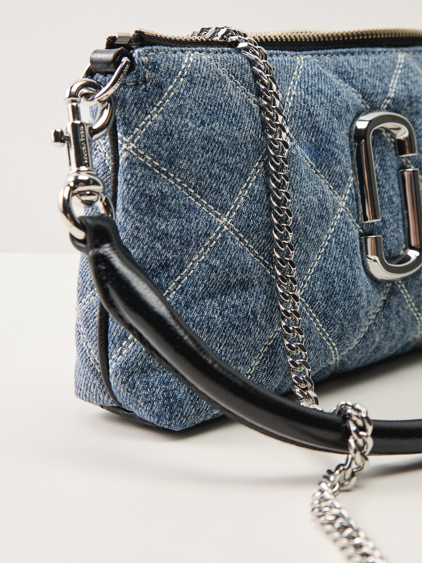 The Quilted Denim Pochette Light Wash Indigo