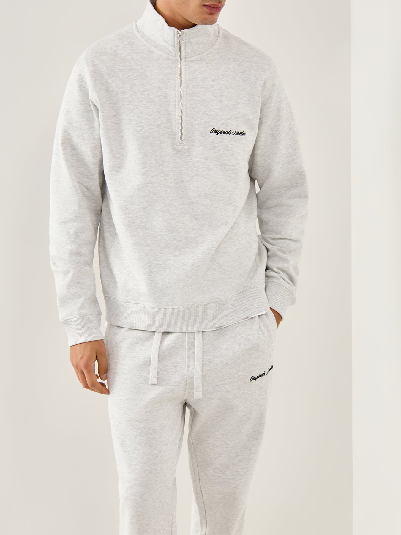 Typo Back High Neck Sweat White Melange