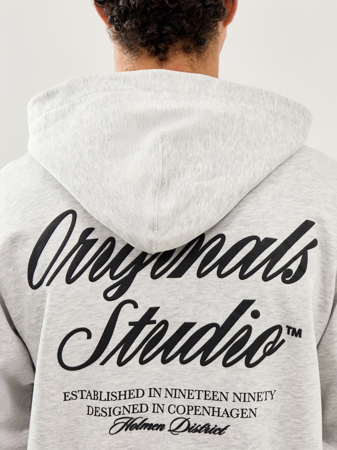 Typo Back Sweat Hoodie White Melange