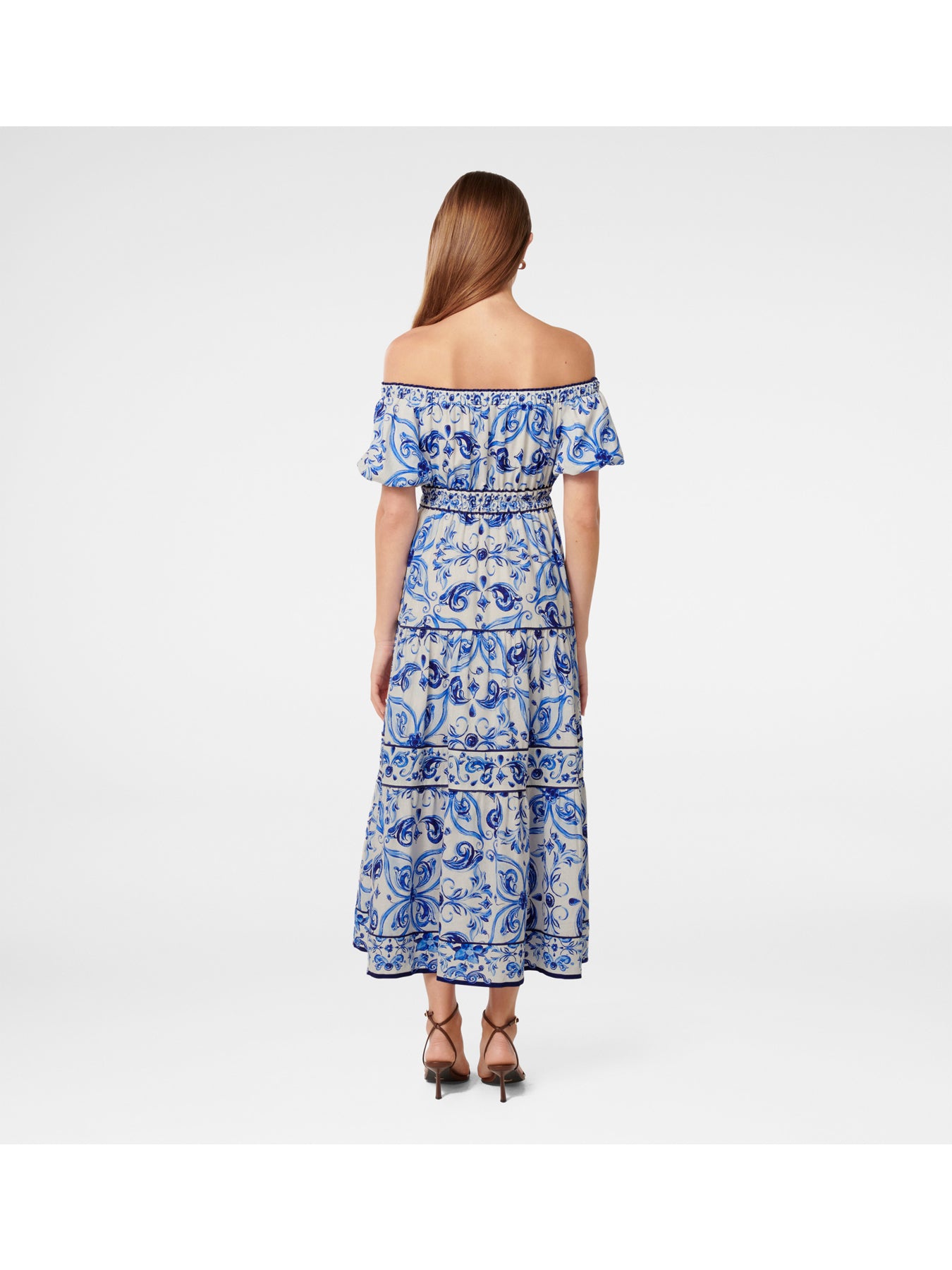 Ravenna Off Shoulder Tiered Midi Dress