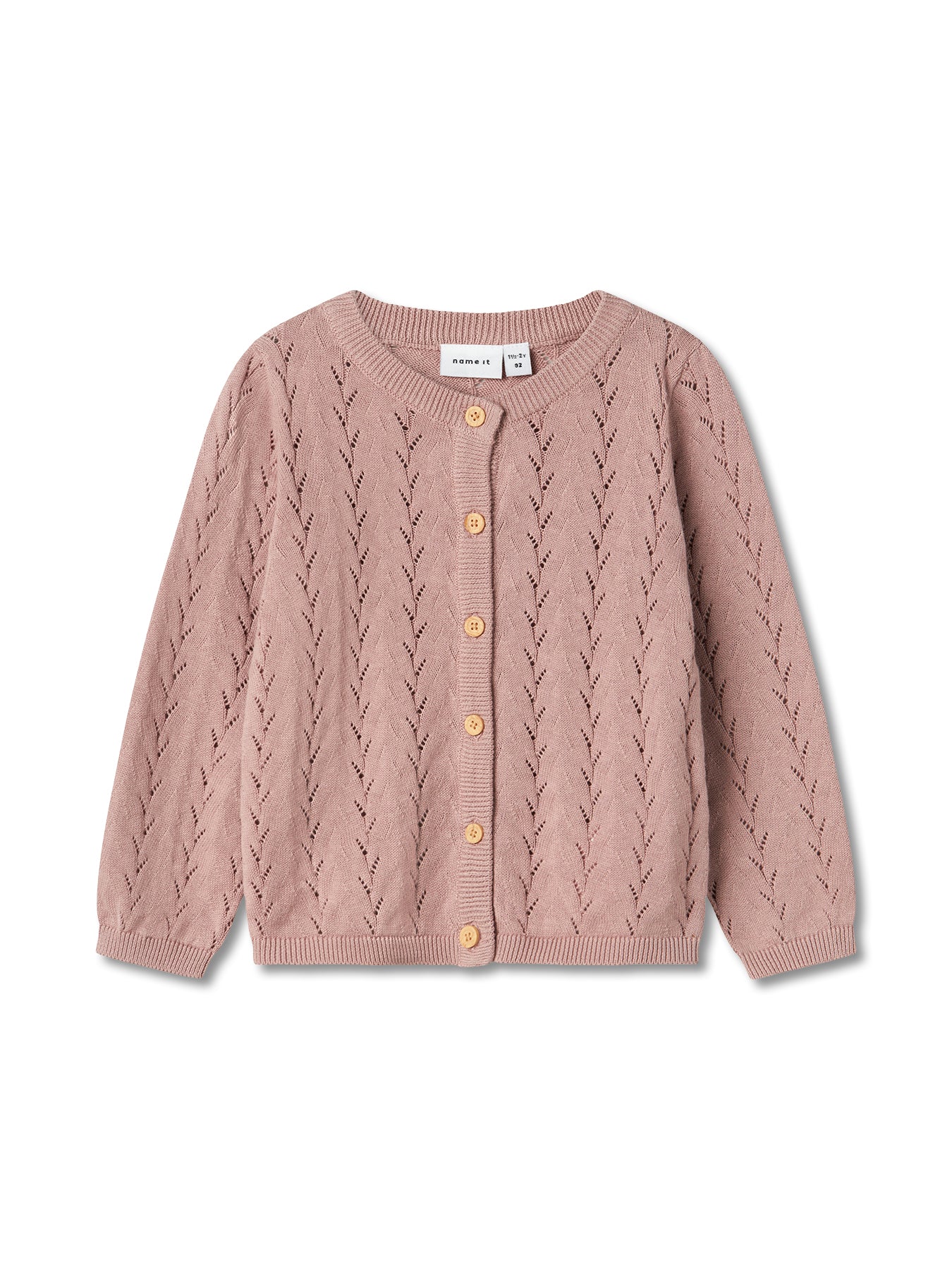 Pink Cotton Long Sleeve Knitted Cardigan