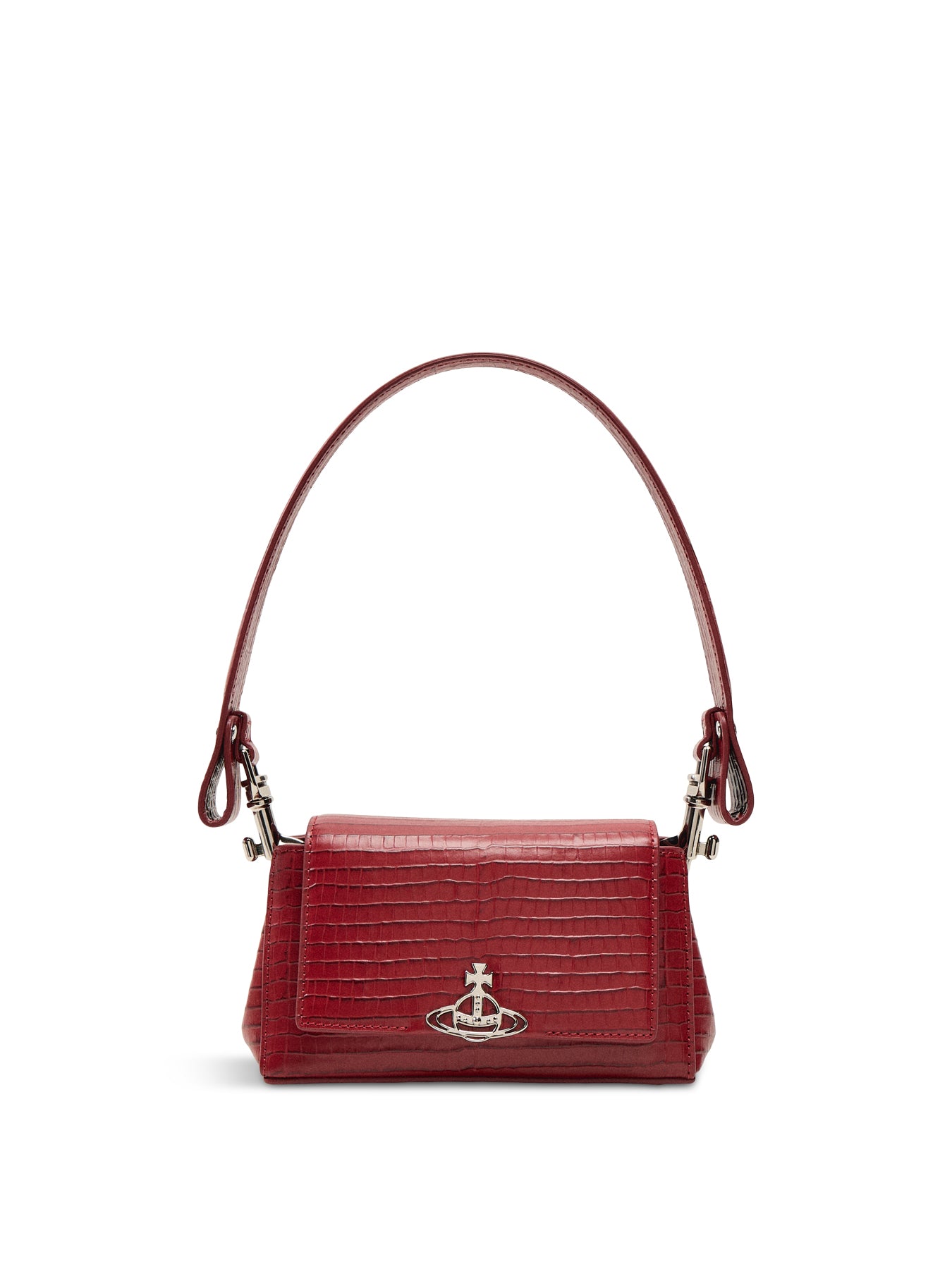 Hazel Mini Croc Embossed Small Handbag Red