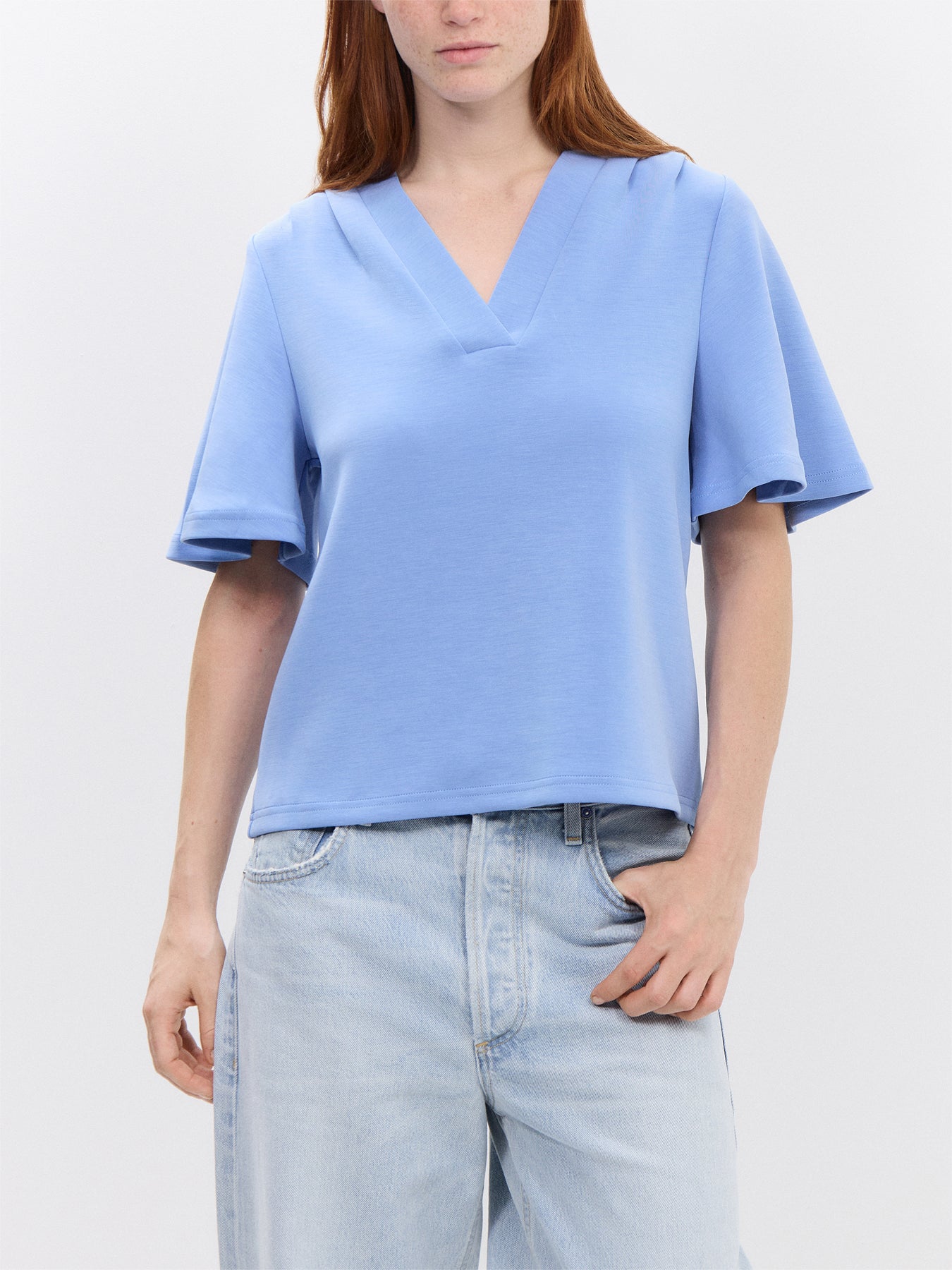 V-neck Cornflower Blue Top