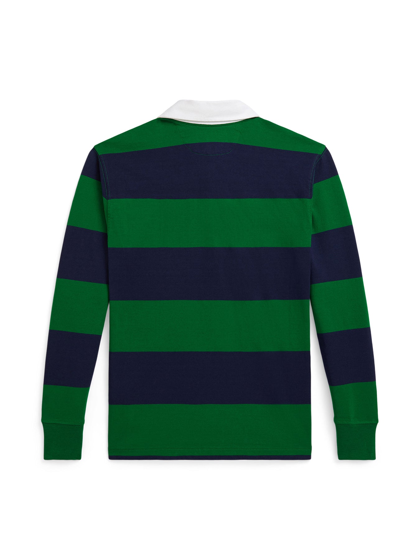 Striped Knit Rugby Shirt Navy Green Cotton