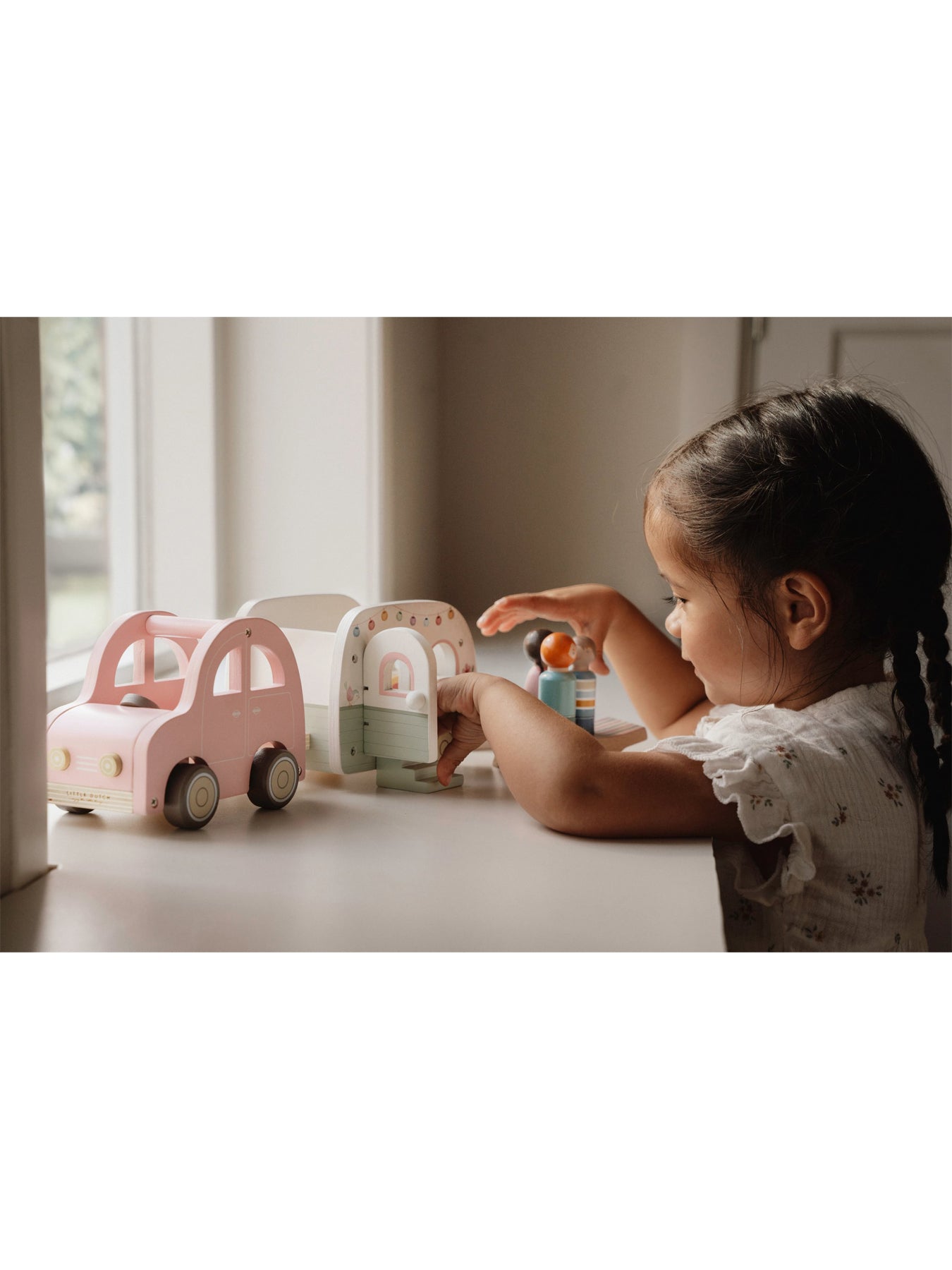 Wooden Car and Caravan Toy Set