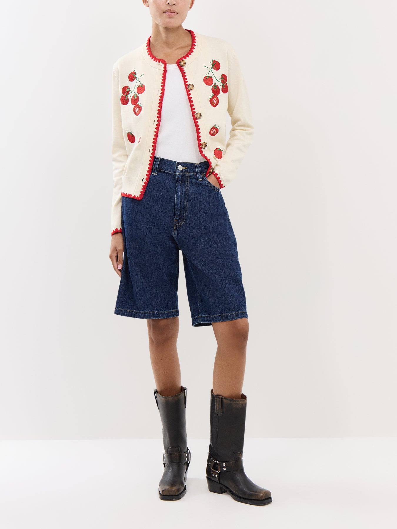 Tomato Embroidered Cardi