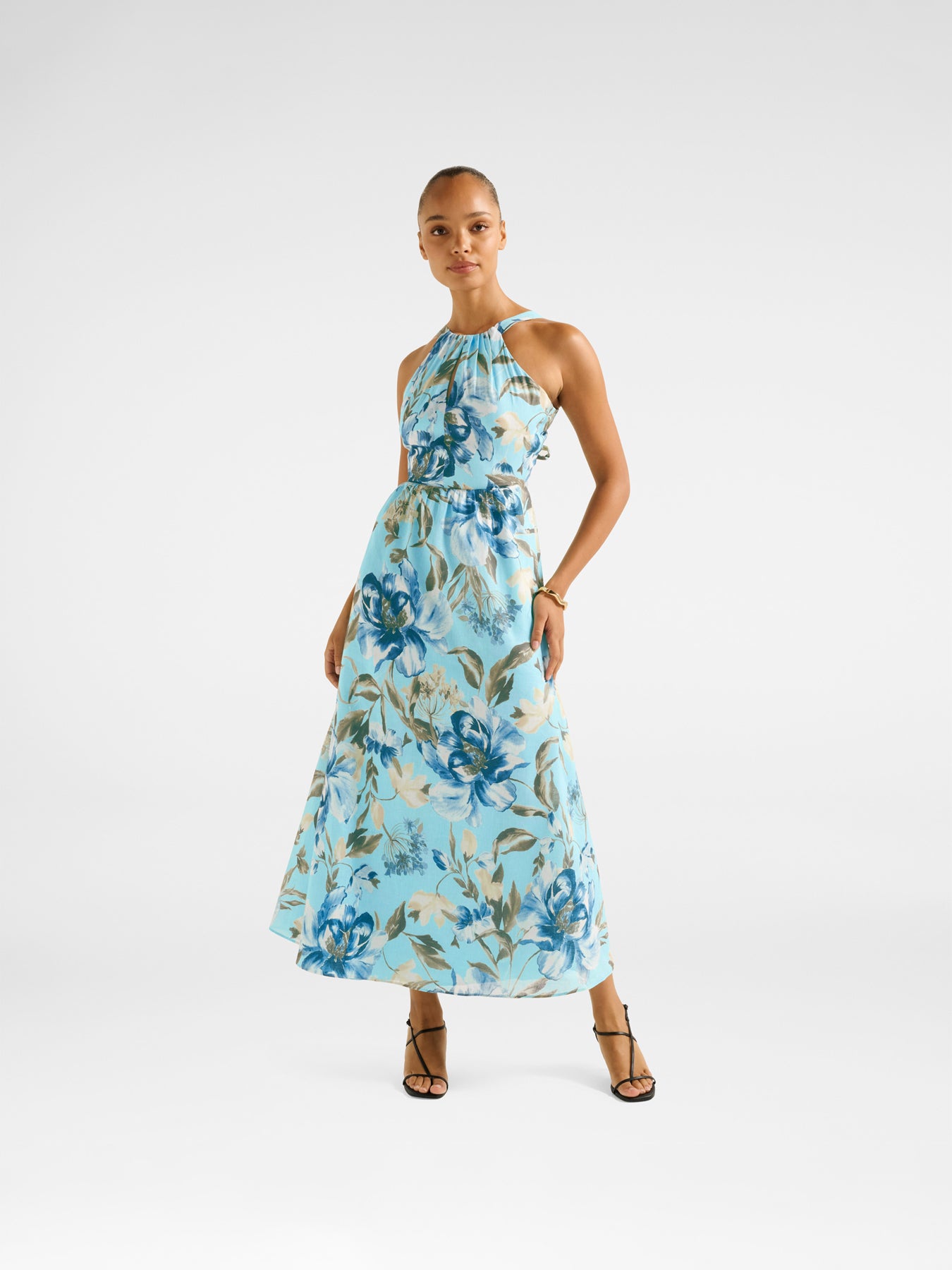 Dakota Printed Halter Neck Midi Dress