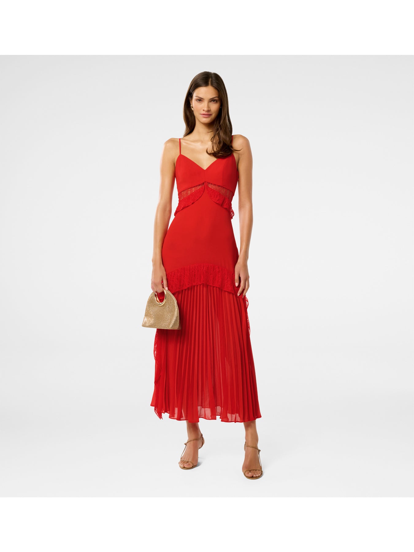 Lara Pleated Ruffle Maxi Dress