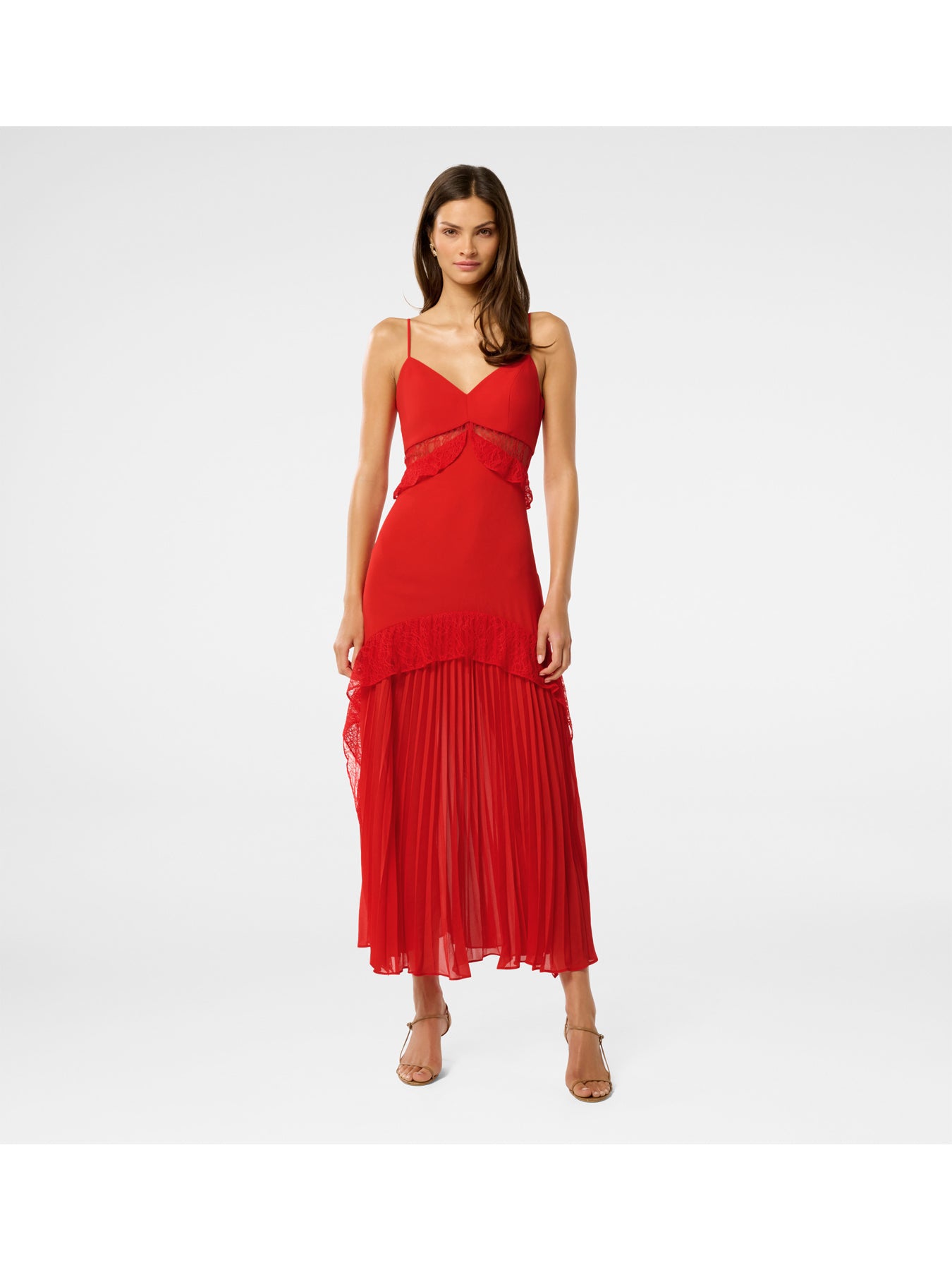 Lara Pleated Ruffle Maxi Dress