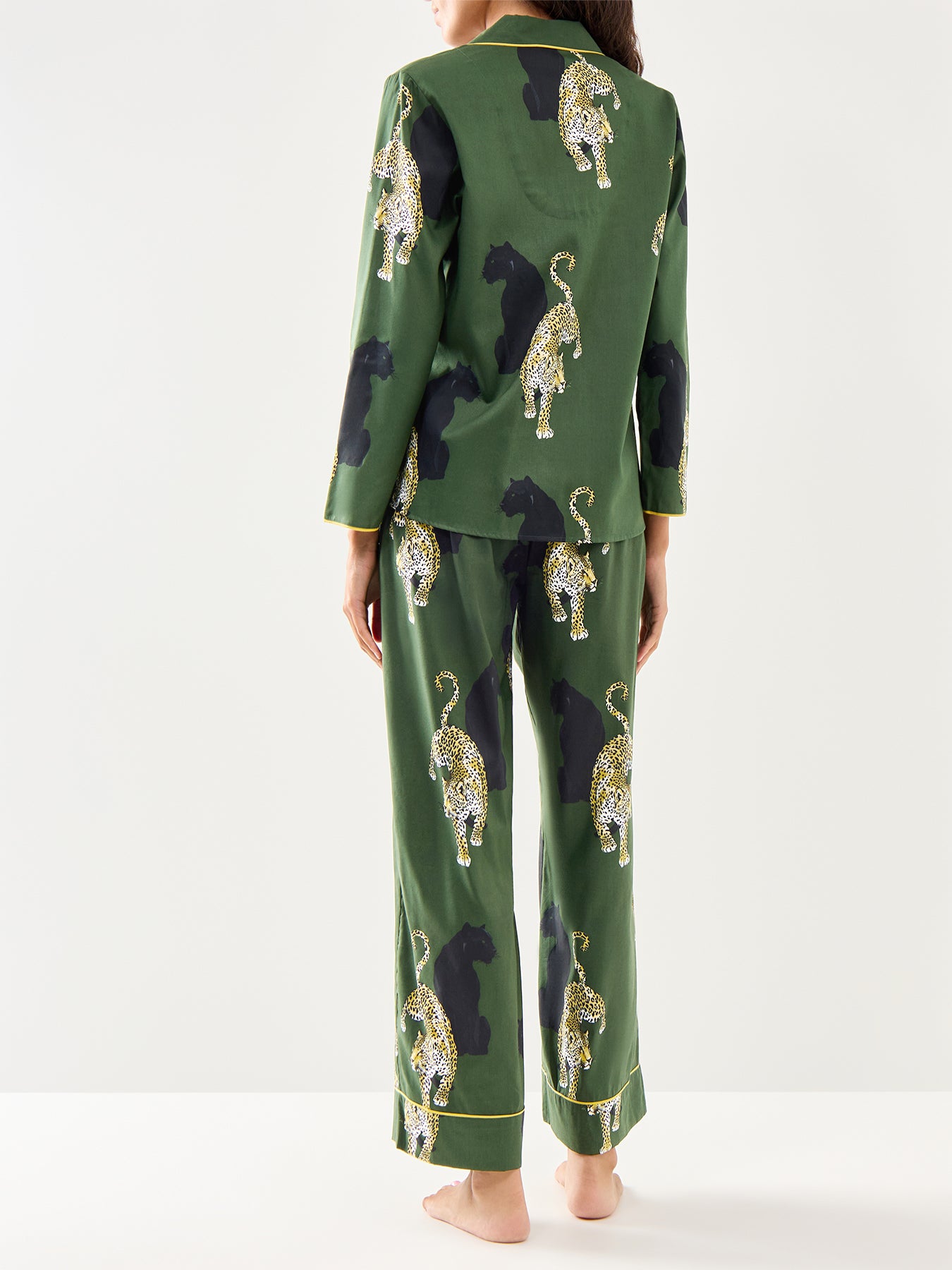 Leopard Print Pyjama Top Olive Green