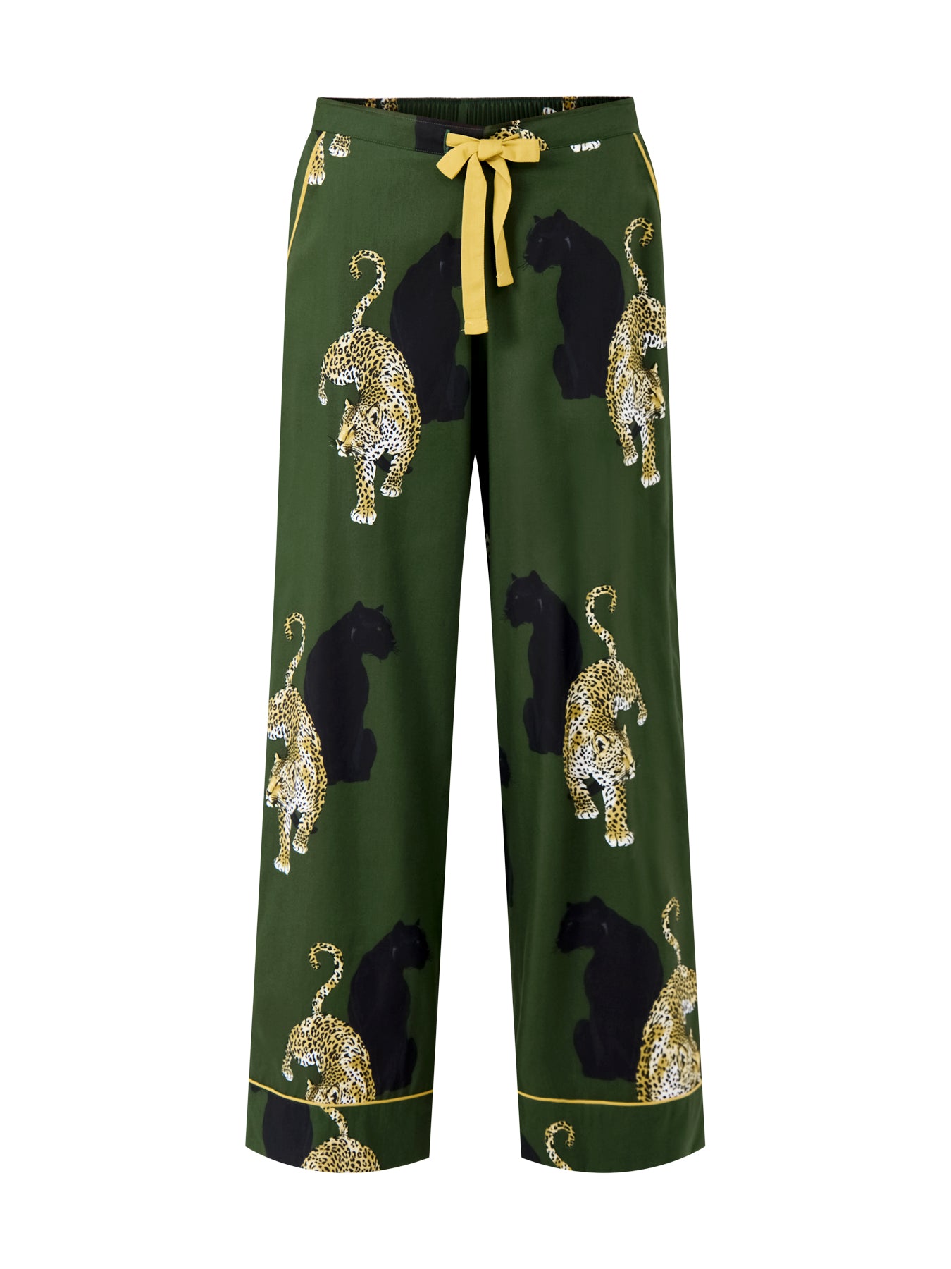 Leopard Print Pyjama Bottoms Olive Green