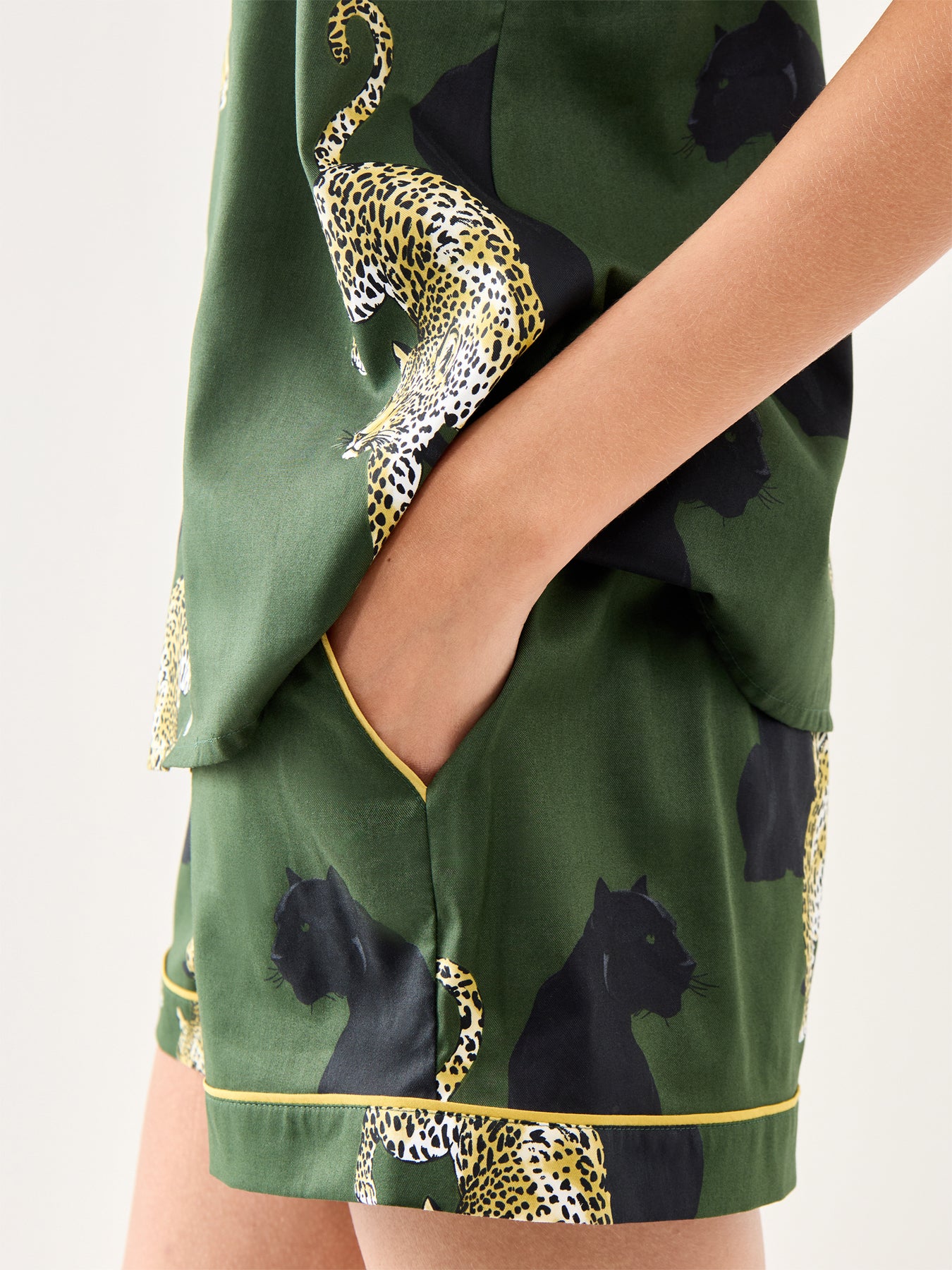 Leopard Print Shorts Olive Green