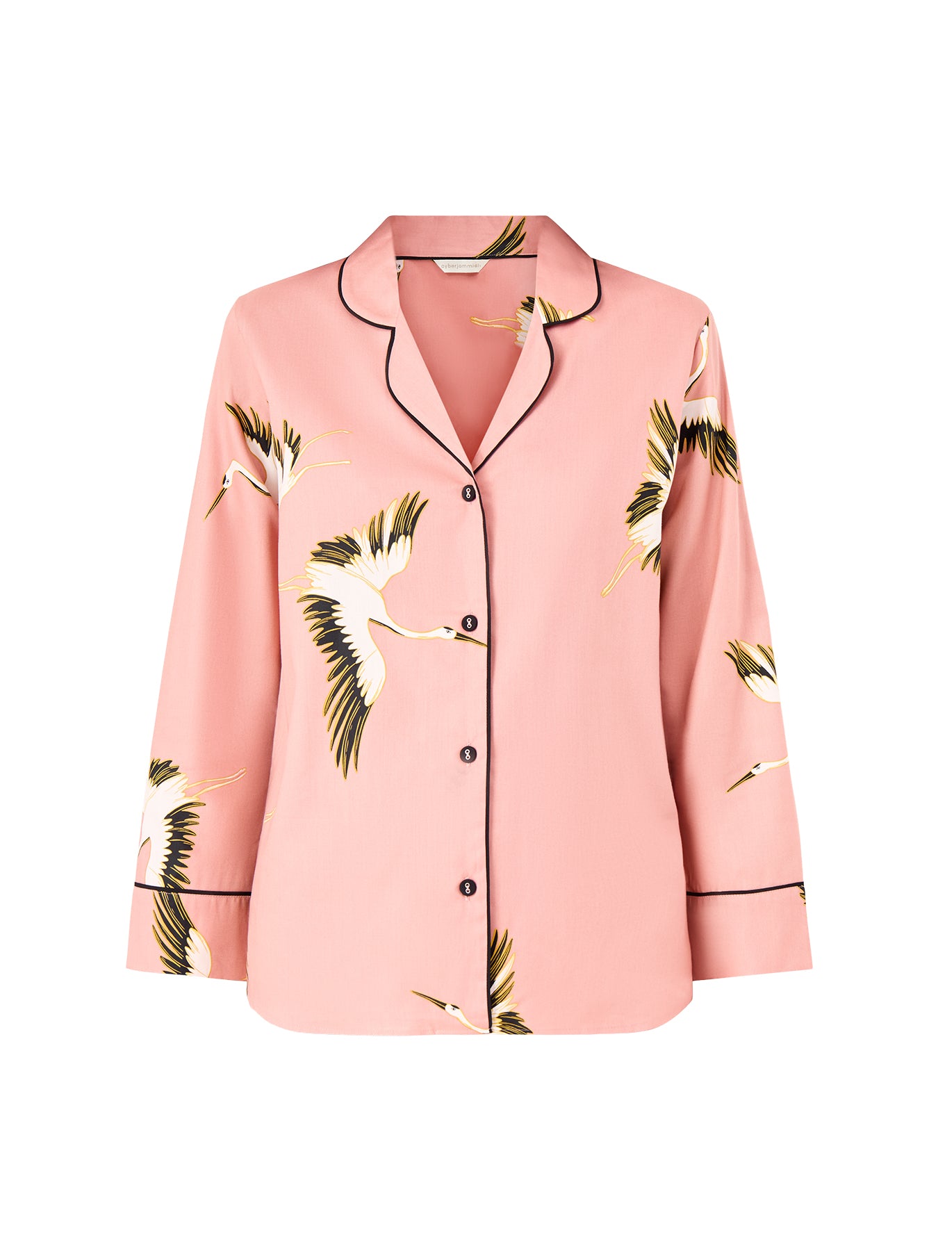 Crane Bird Cotton Pyjama Top Pink