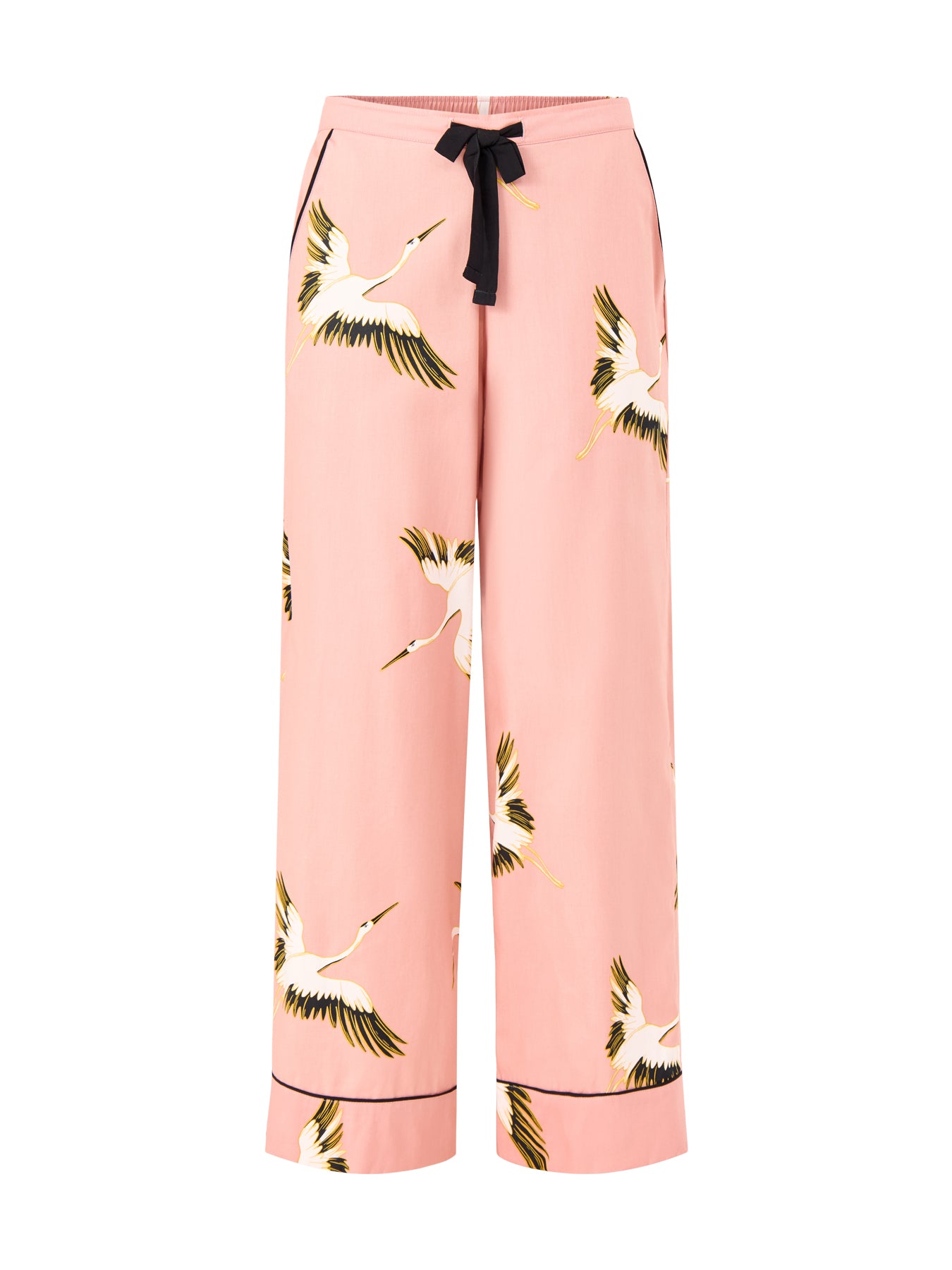 Crane Bird Cotton Pyjama Bottoms Pink