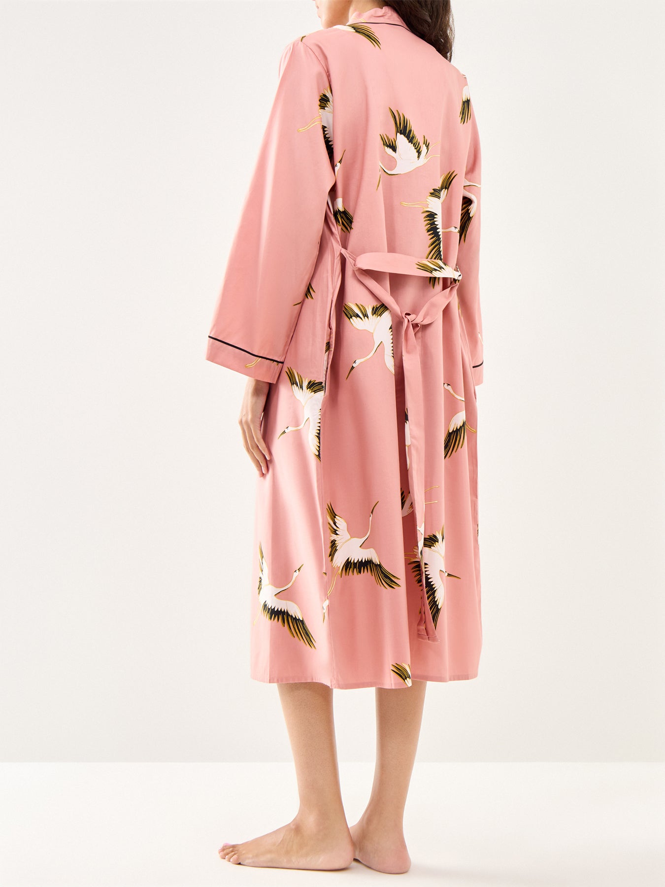 Crane Bird Dressing Gown Pink