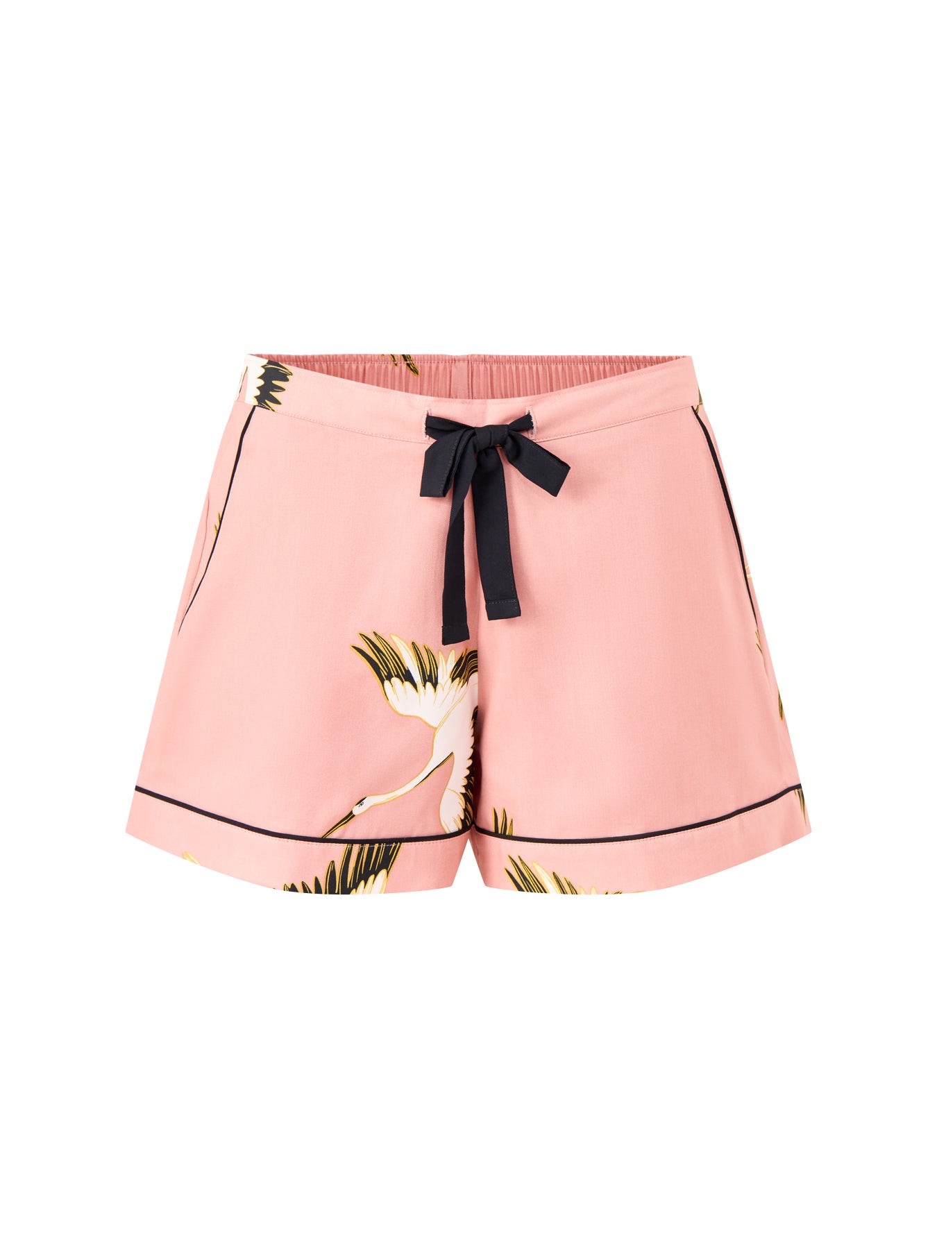 Crane Bird Cotton Shorts Pink