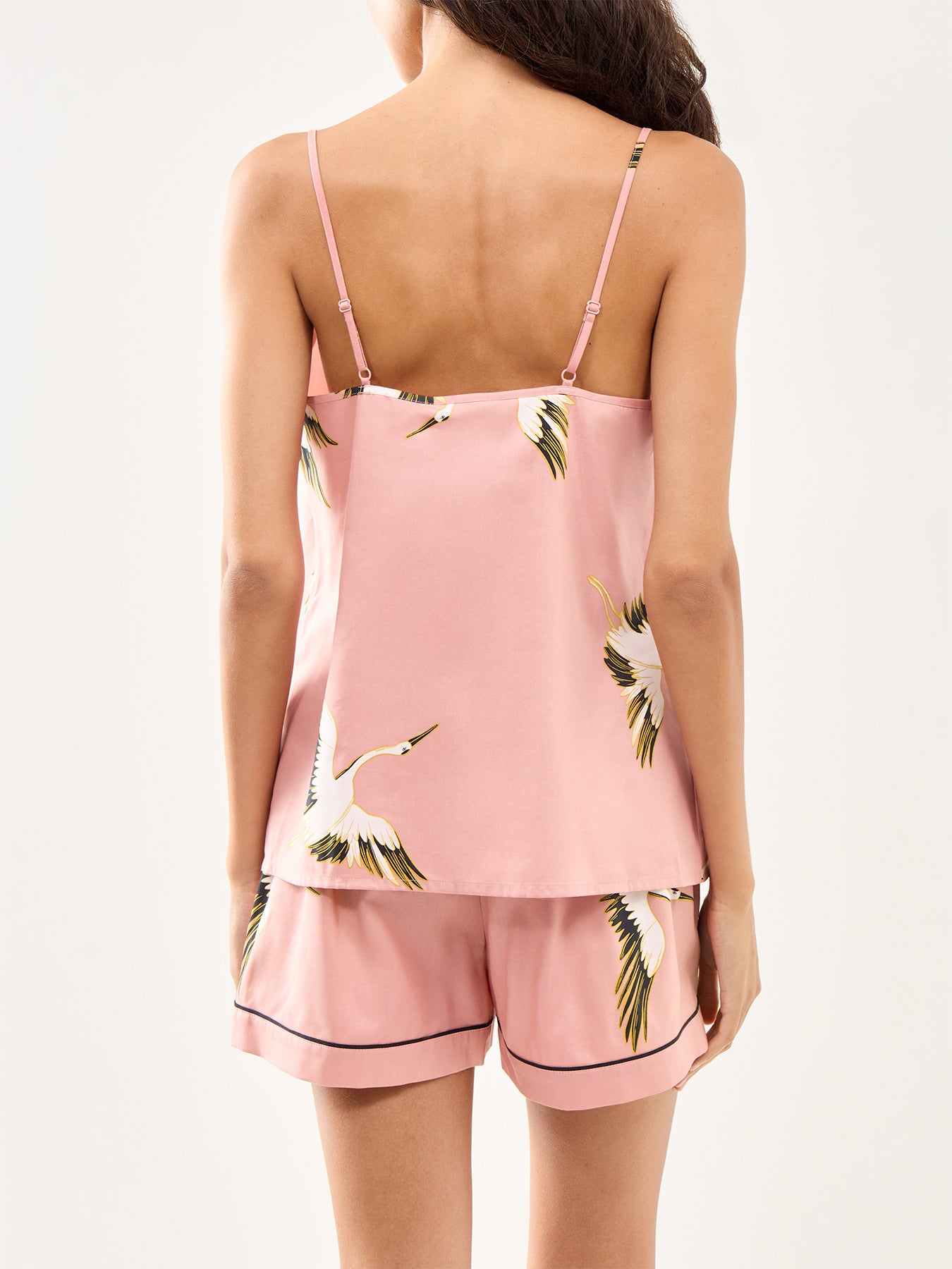 Crane Bird Cotton Shorts Pink